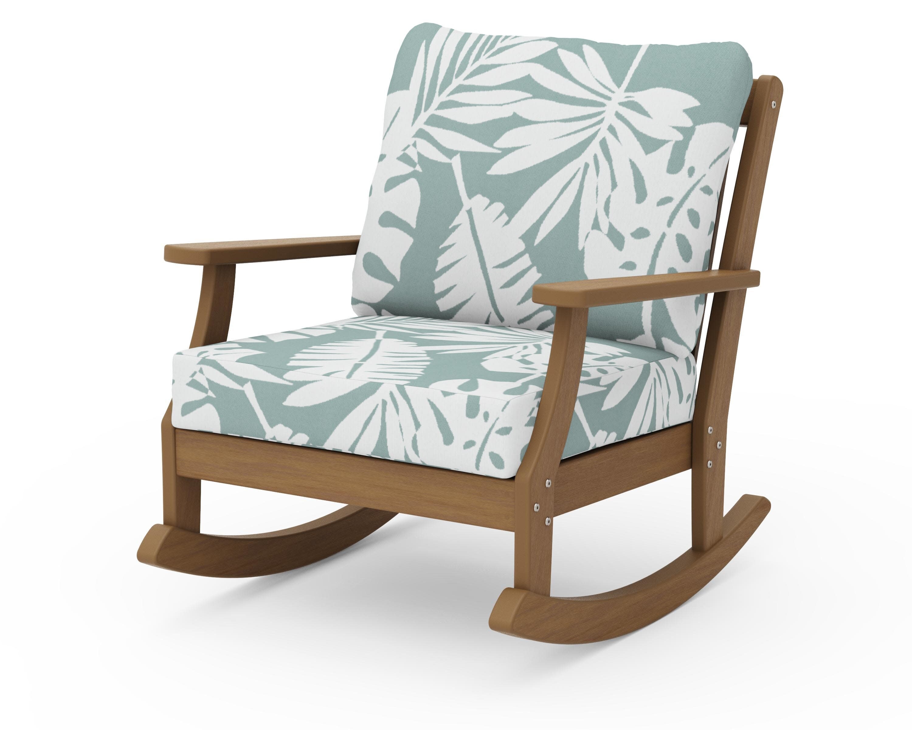 Braxton Deep Seating Rocking Chair in Natural / Leaf Glacier Spa
