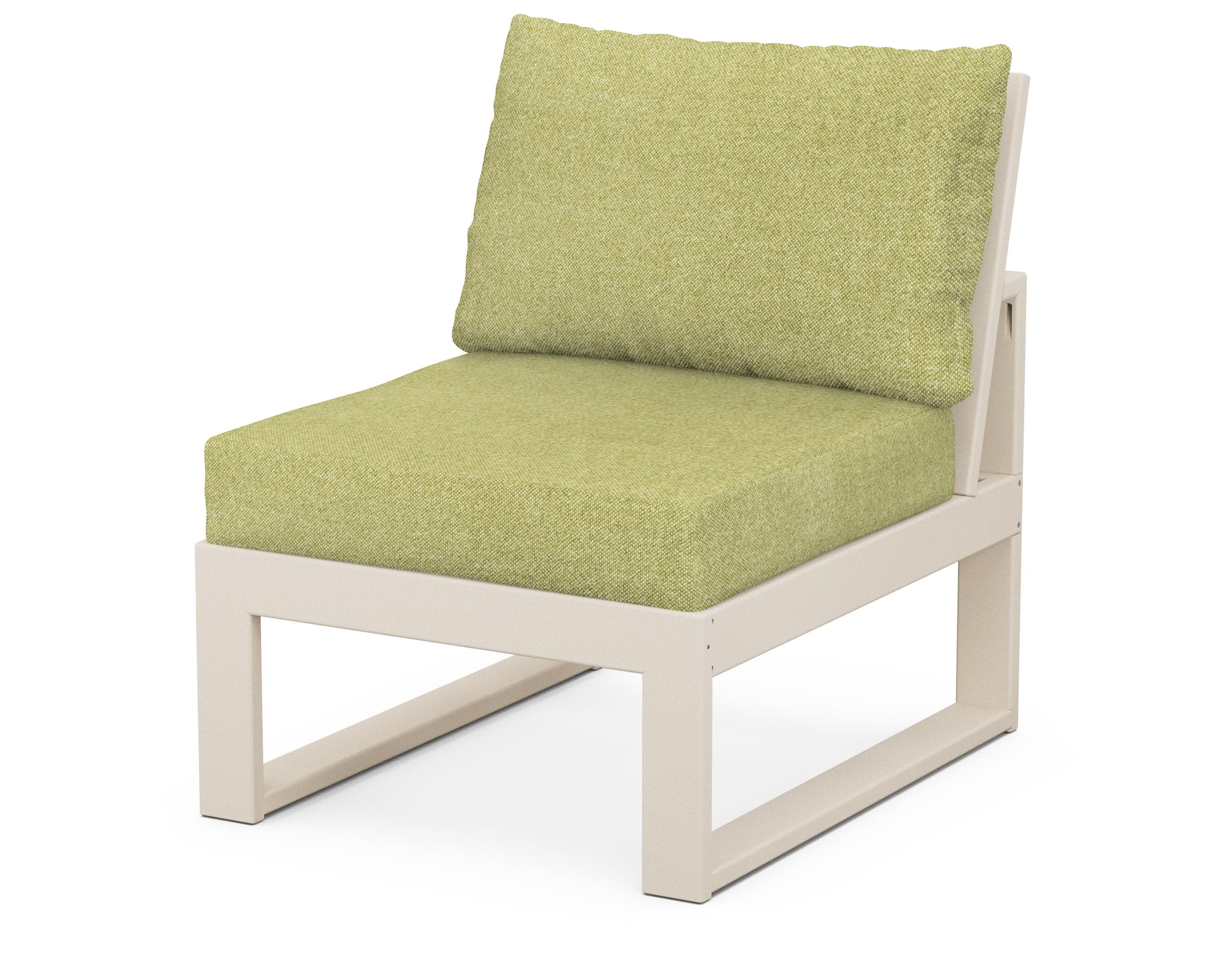 Modular Armless Chair in Sand / Chartreuse Boucle