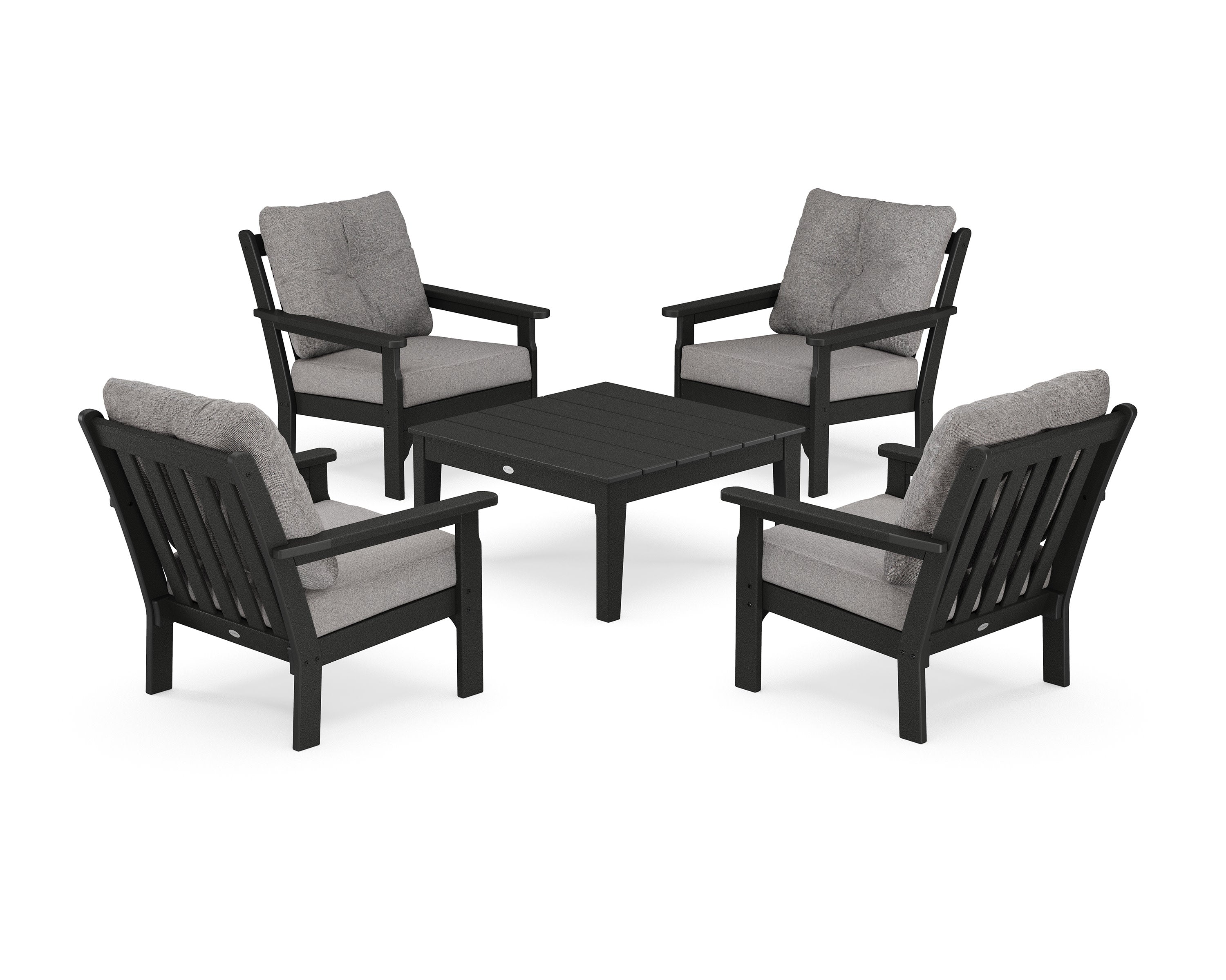Vineyard 5-Piece Deep Seating Conversation Set in Black / Grey Mist