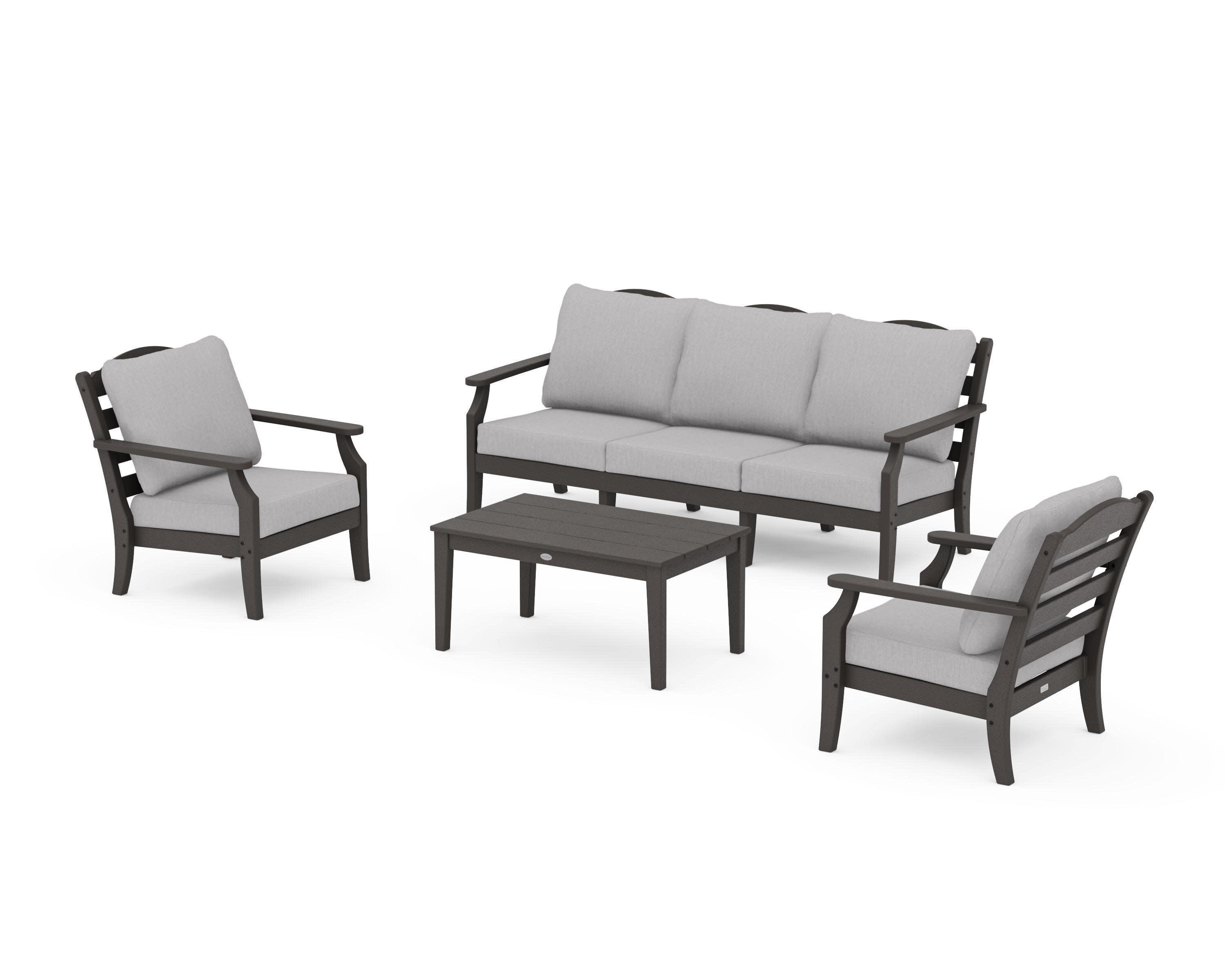 Savannah 4-Piece Deep Seating Set with Sofa in Vintage Coffee / Granite