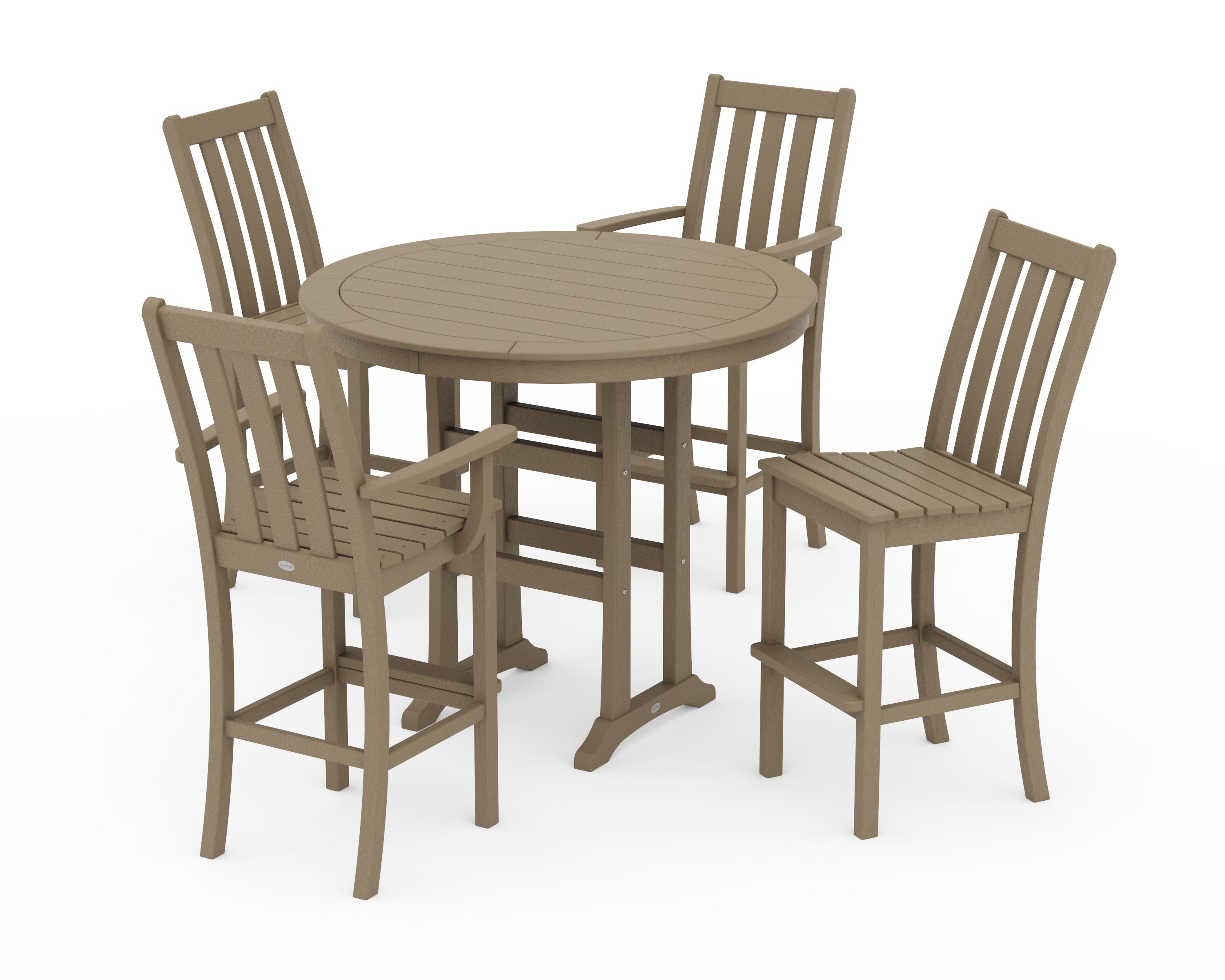 Vineyard 5-Piece Nautical Trestle Bar Set in Vintage Sahara