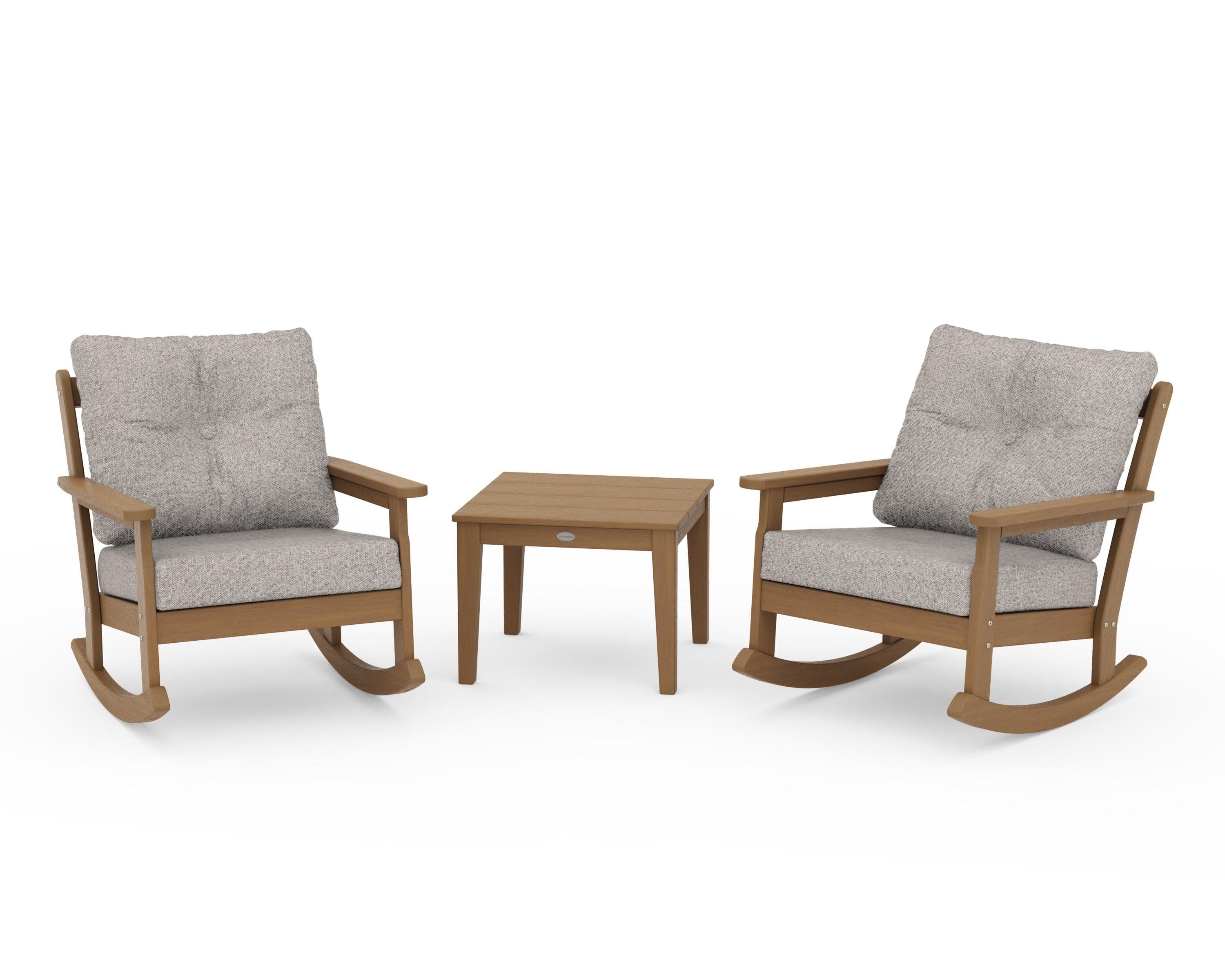 Vineyard 3-Piece Deep Seating Rocker Set in Natural / Weathered Tweed