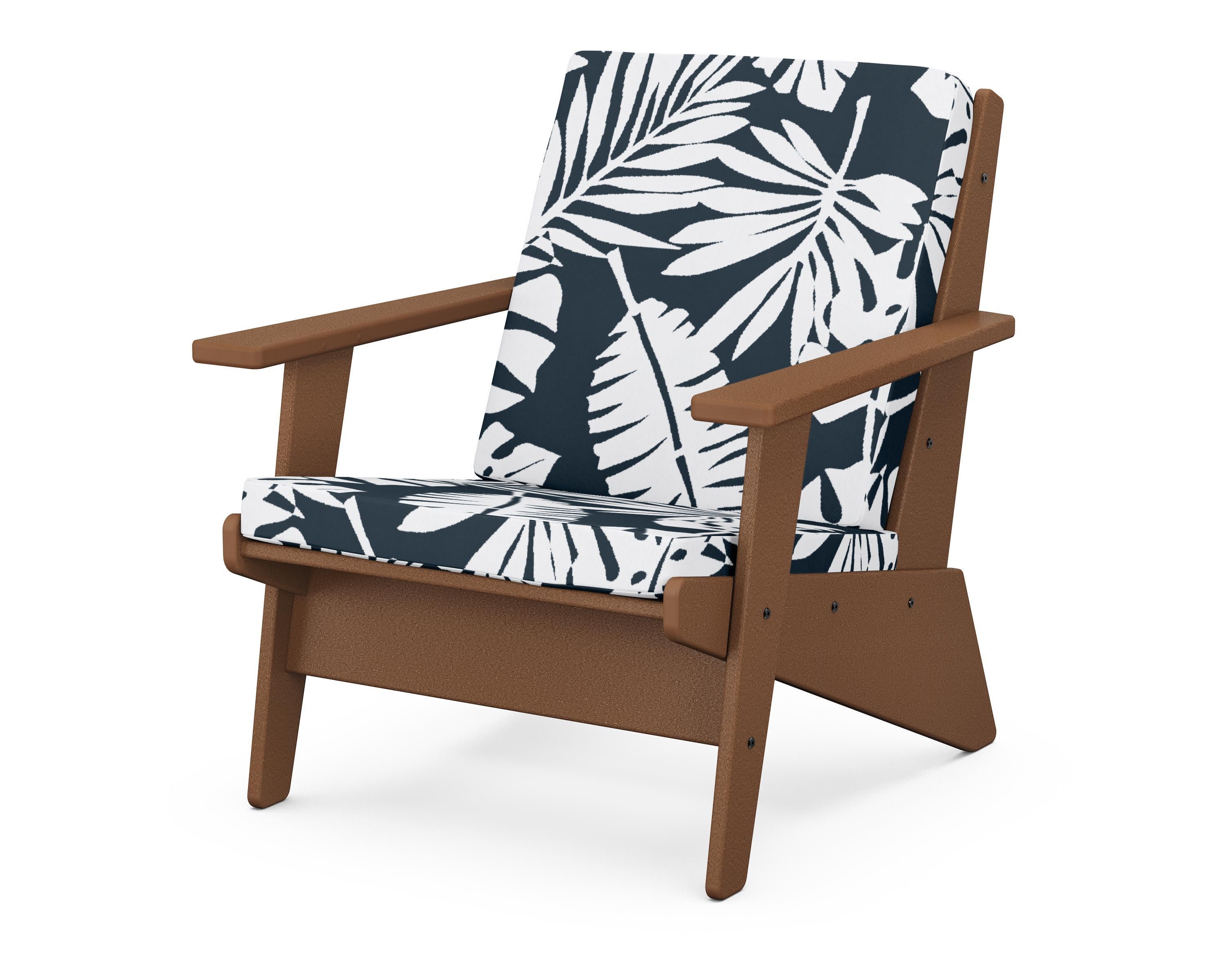Riviera Modern Lounge Chair in Teak / Leaf Marine Indigo