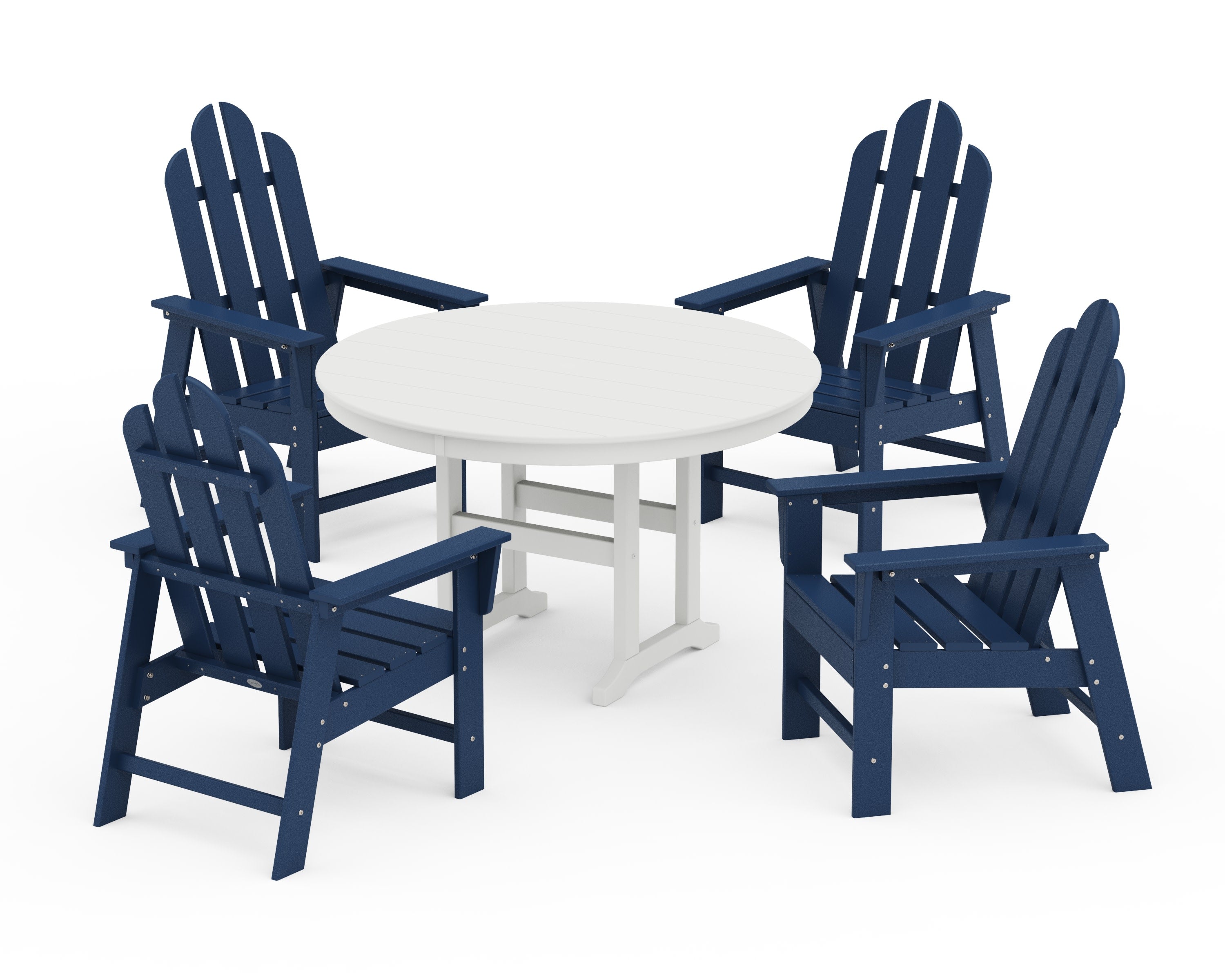 Long Island 5-Piece Round Farmhouse Dining Set in Navy / White