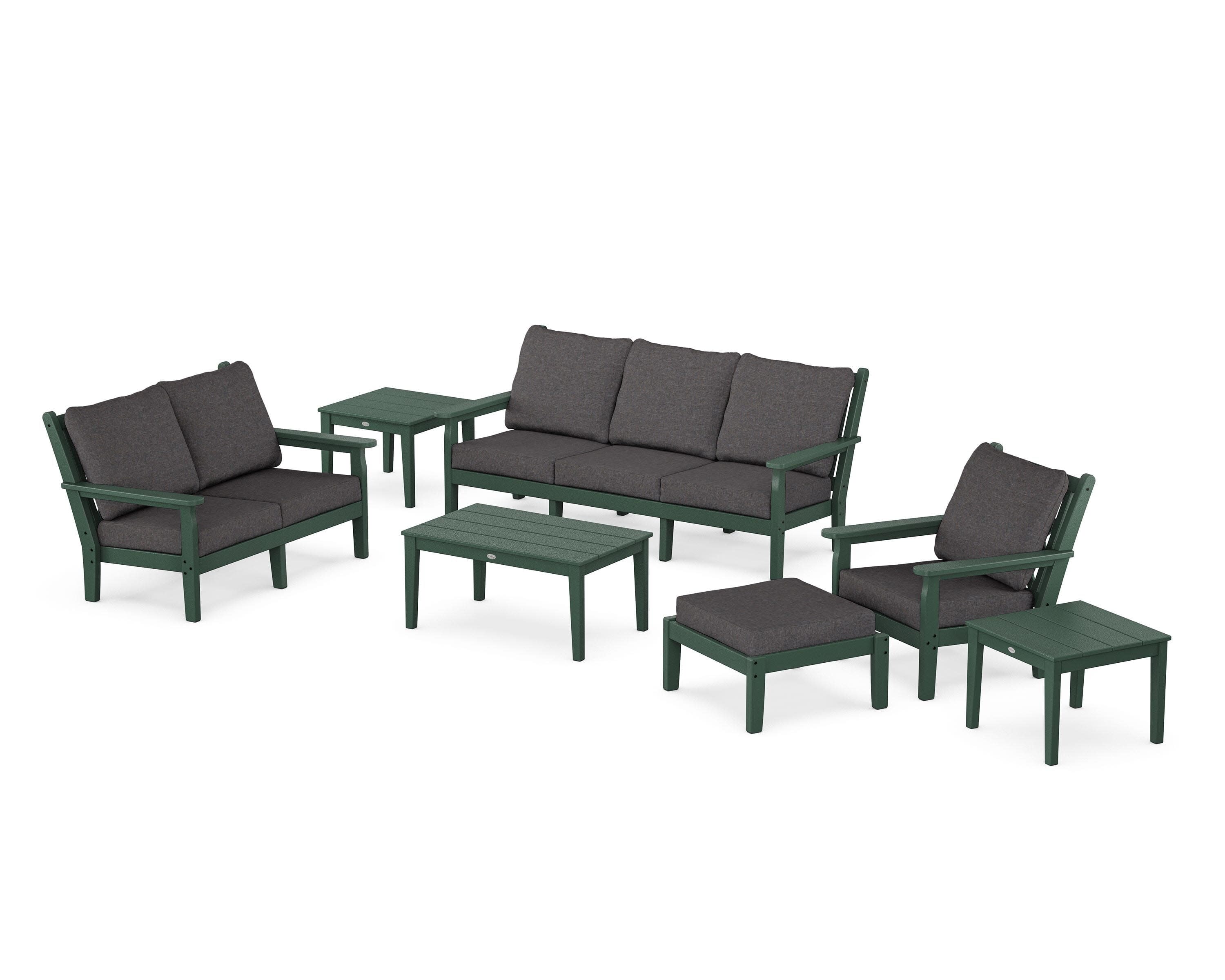 Chippendale 7-Piece Deep Seating Set in Green / Ash Charcoal