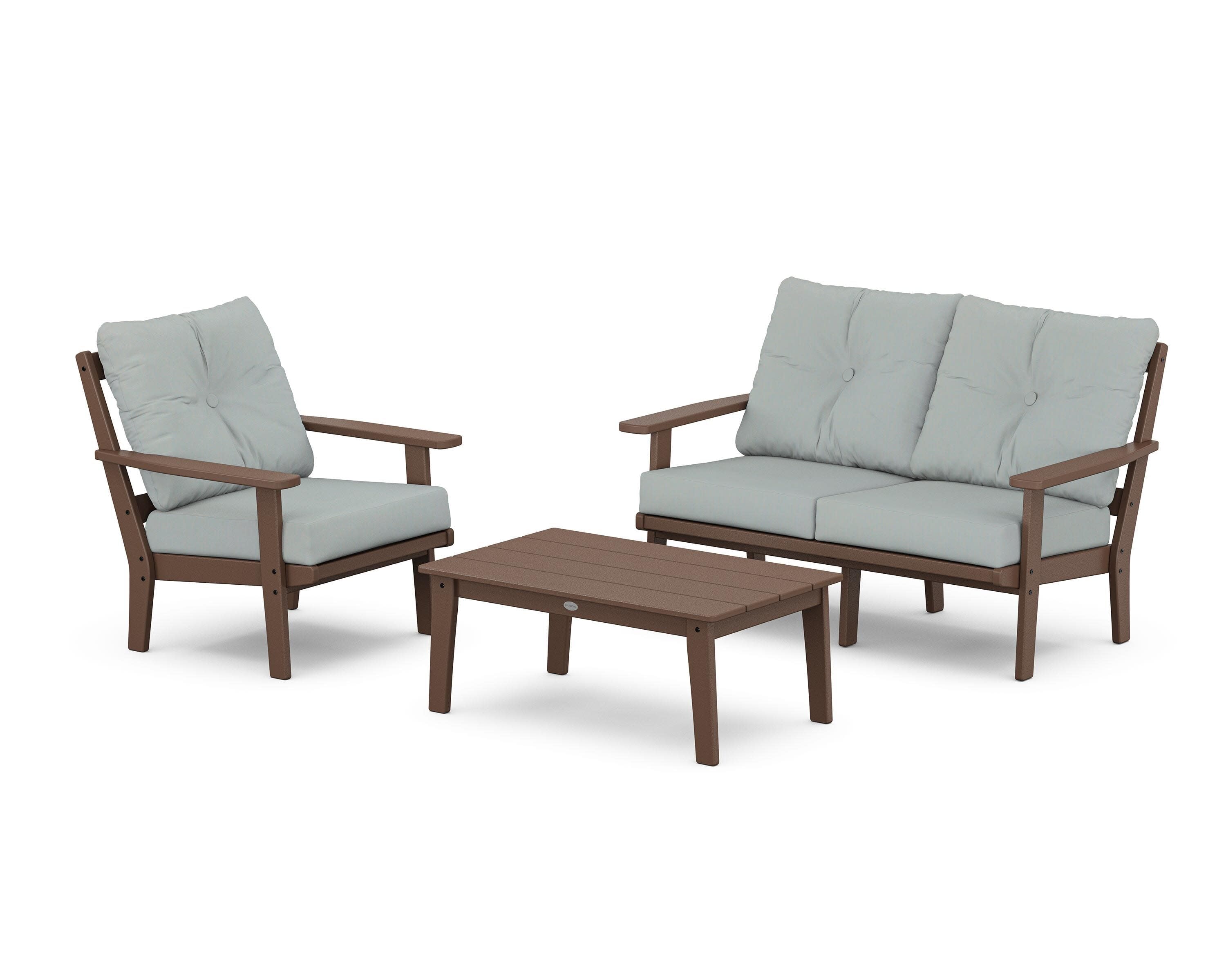 Prairie 3-Piece Deep Seating Set with Loveseat in Mahogany / Spa