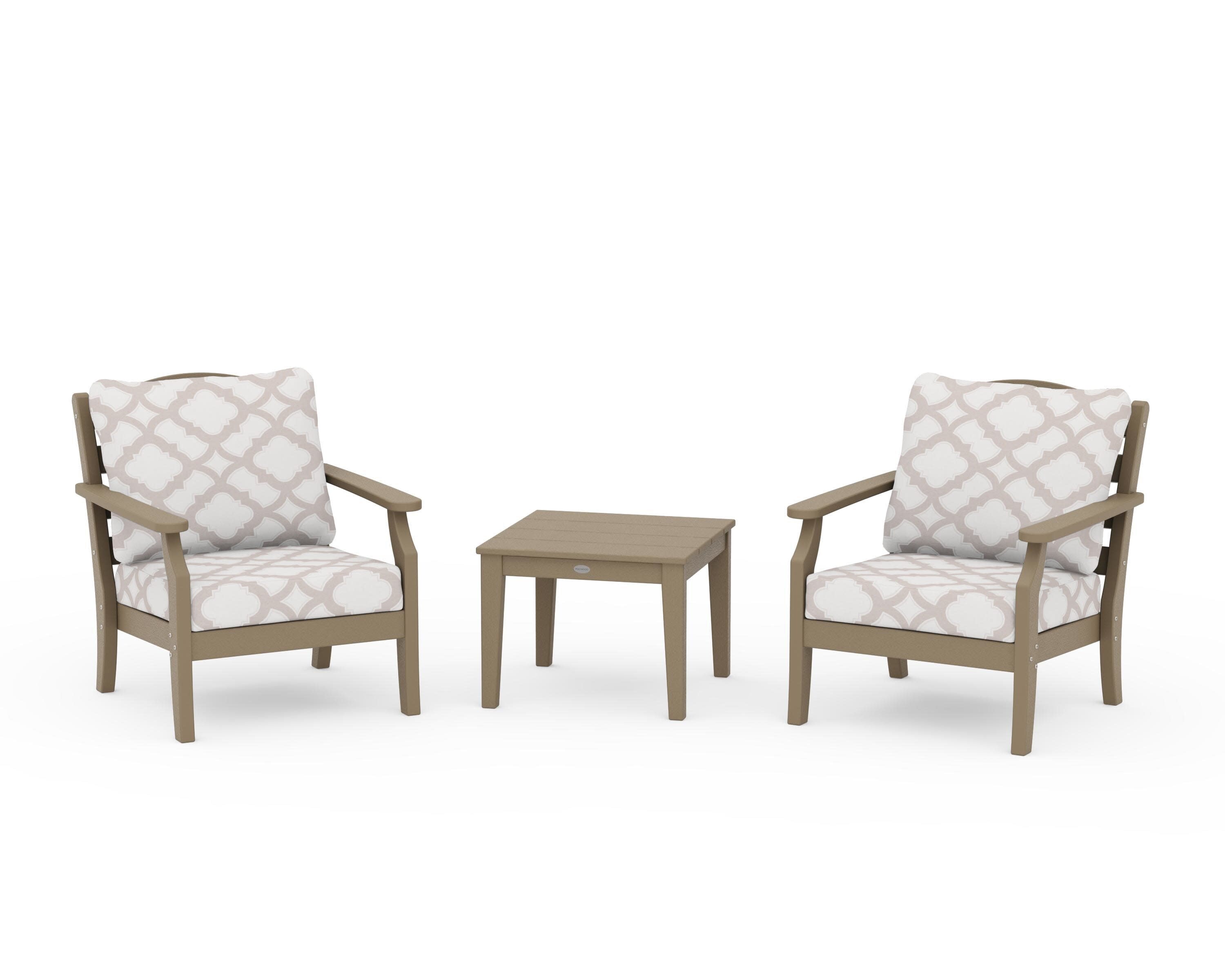 Savannah 3-Piece Deep Seating Set in Vintage Sahara / Trellis Dune Burlap