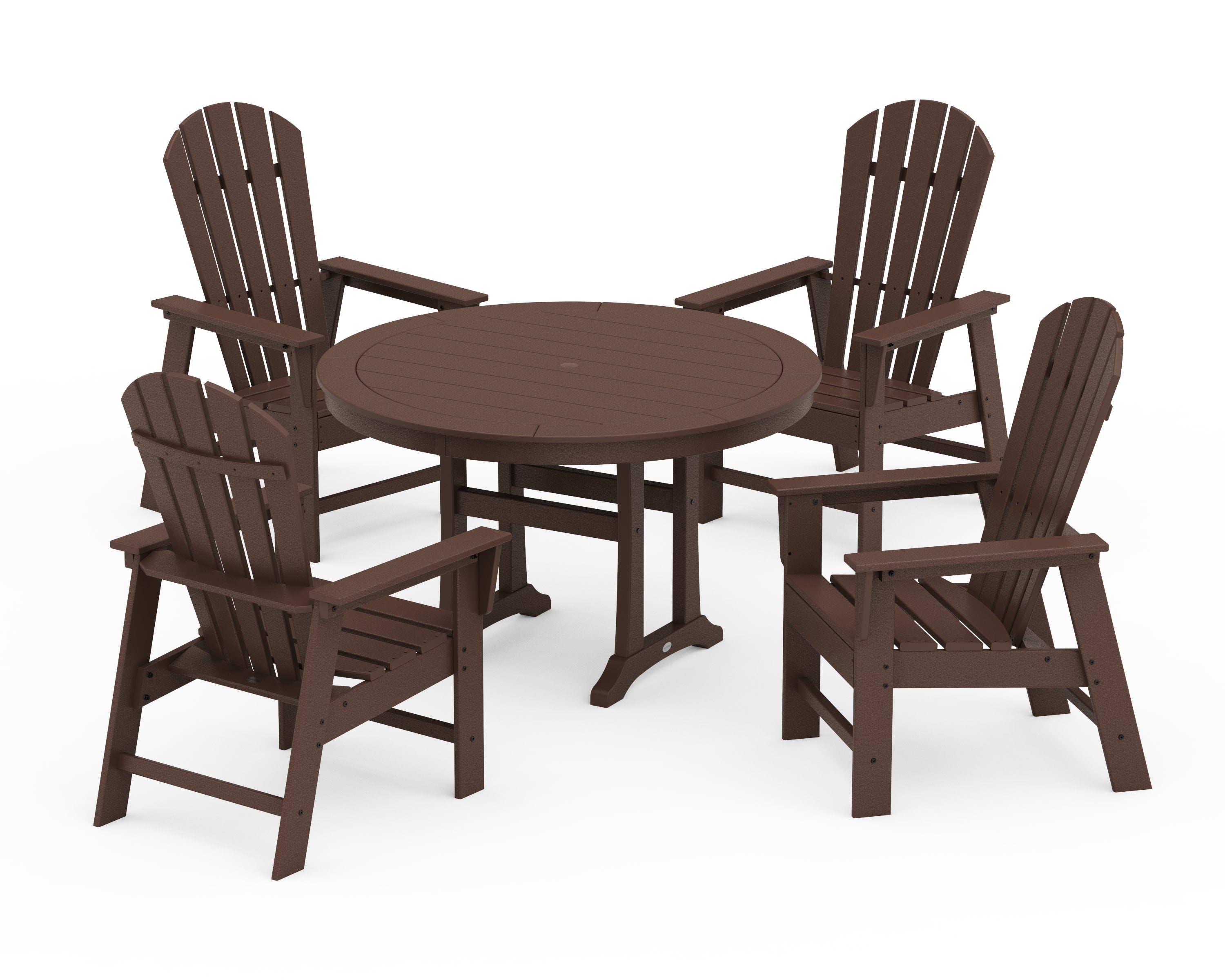 South Beach 5-Piece Round Dining Set with Trestle Legs in Mahogany