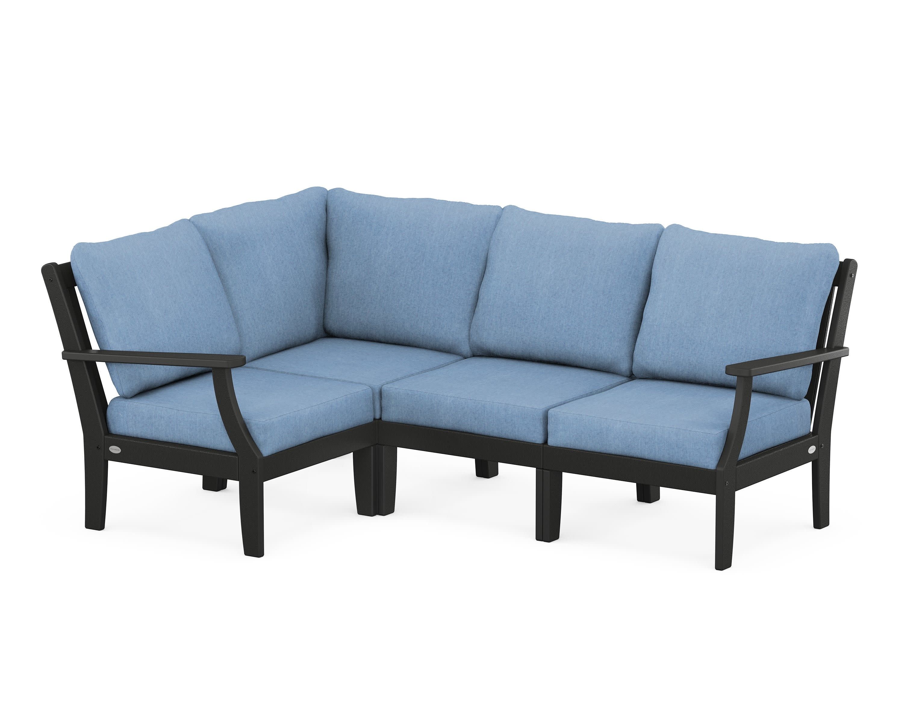 Braxton Modular 4-Piece Deep Seating Set in Black / Sky Blue