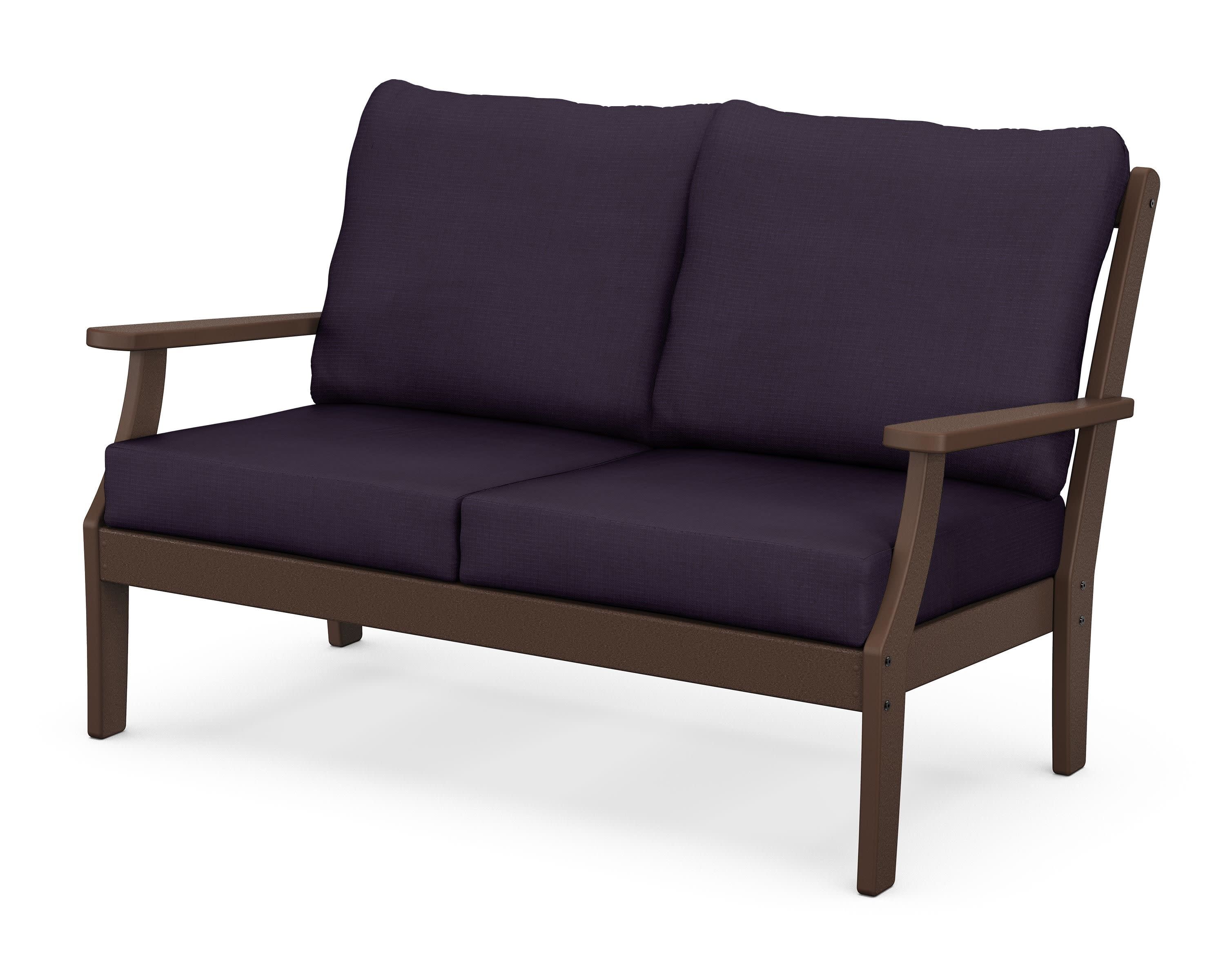 Braxton Deep Seating Loveseat in Mahogany / Navy Linen