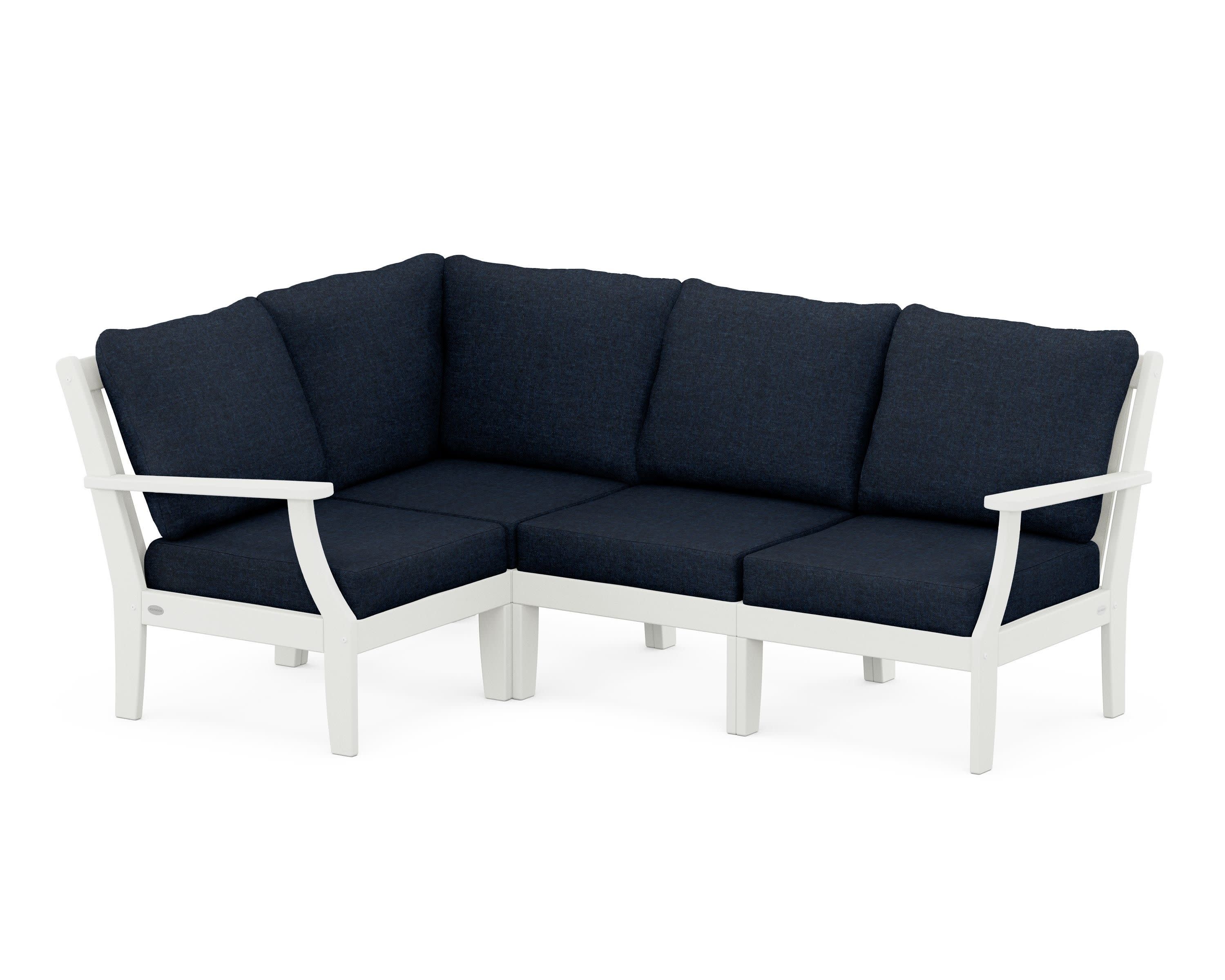 Braxton Modular 4-Piece Deep Seating Set in Vintage White / Marine Indigo