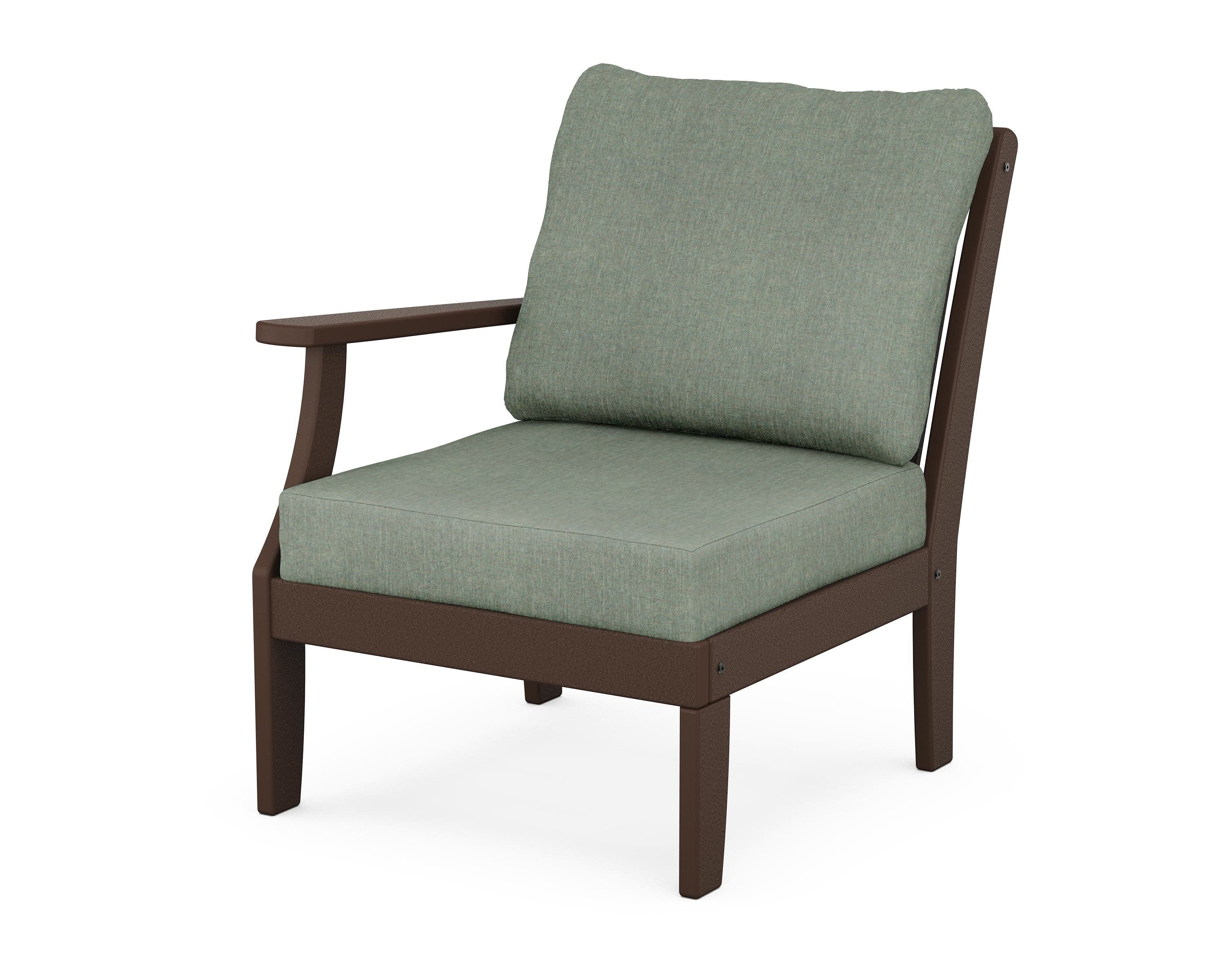 Braxton Modular Left Arm Chair in Mahogany / Cast Sage