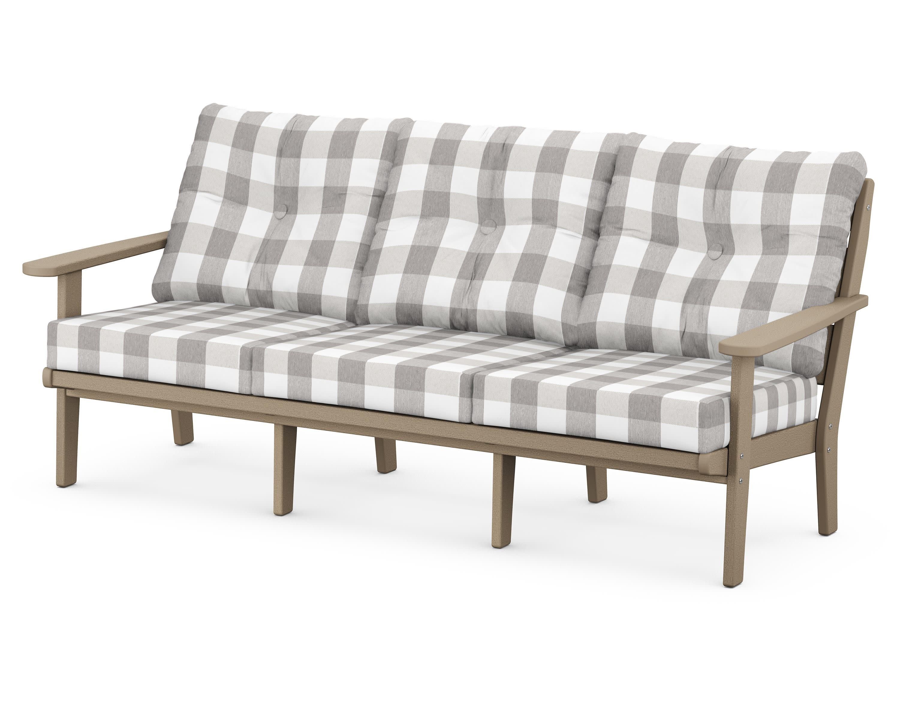 Lakeside Deep Seating Sofa in Vintage Sahara / Buffalo Plaid Grey Mist