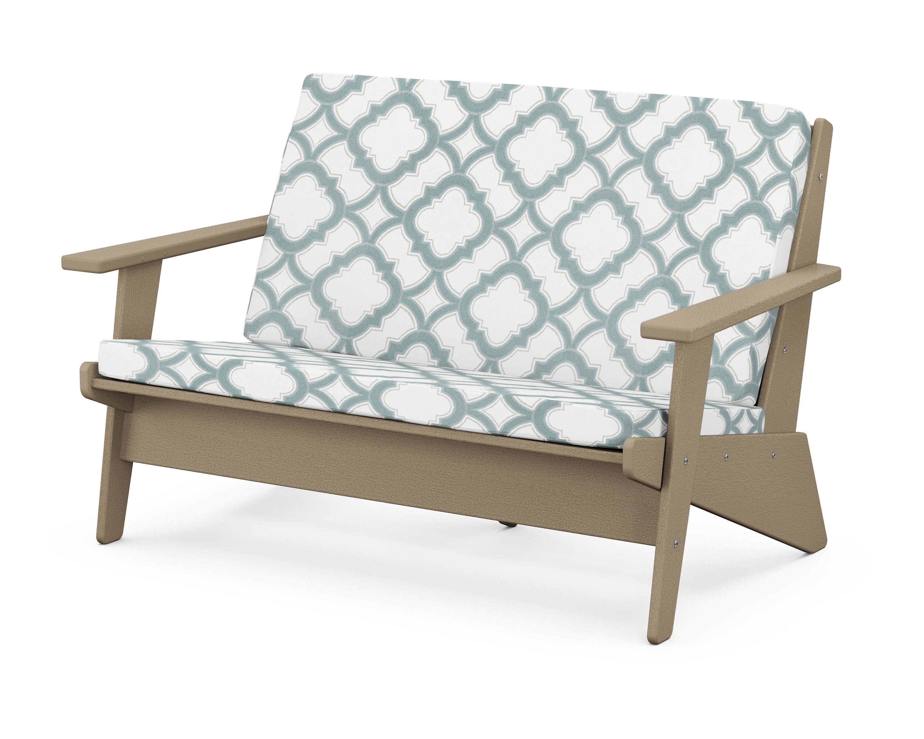 Riviera Modern Lounge Loveseat in Vintage Sahara / Trellis Glacier Spa