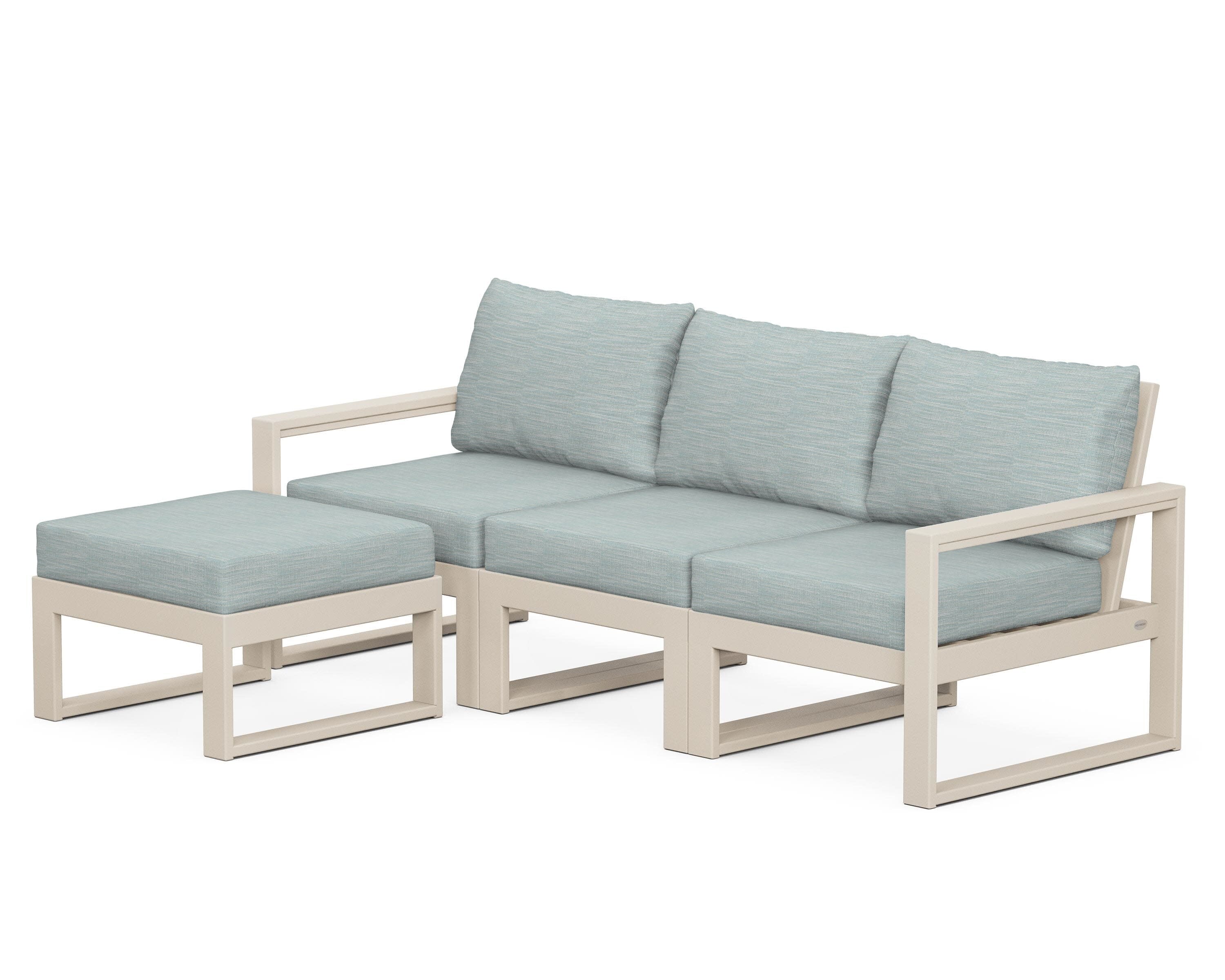 EDGE 4-Piece Modular Deep Seating Set with Ottoman in Sand / Soothe Mist
