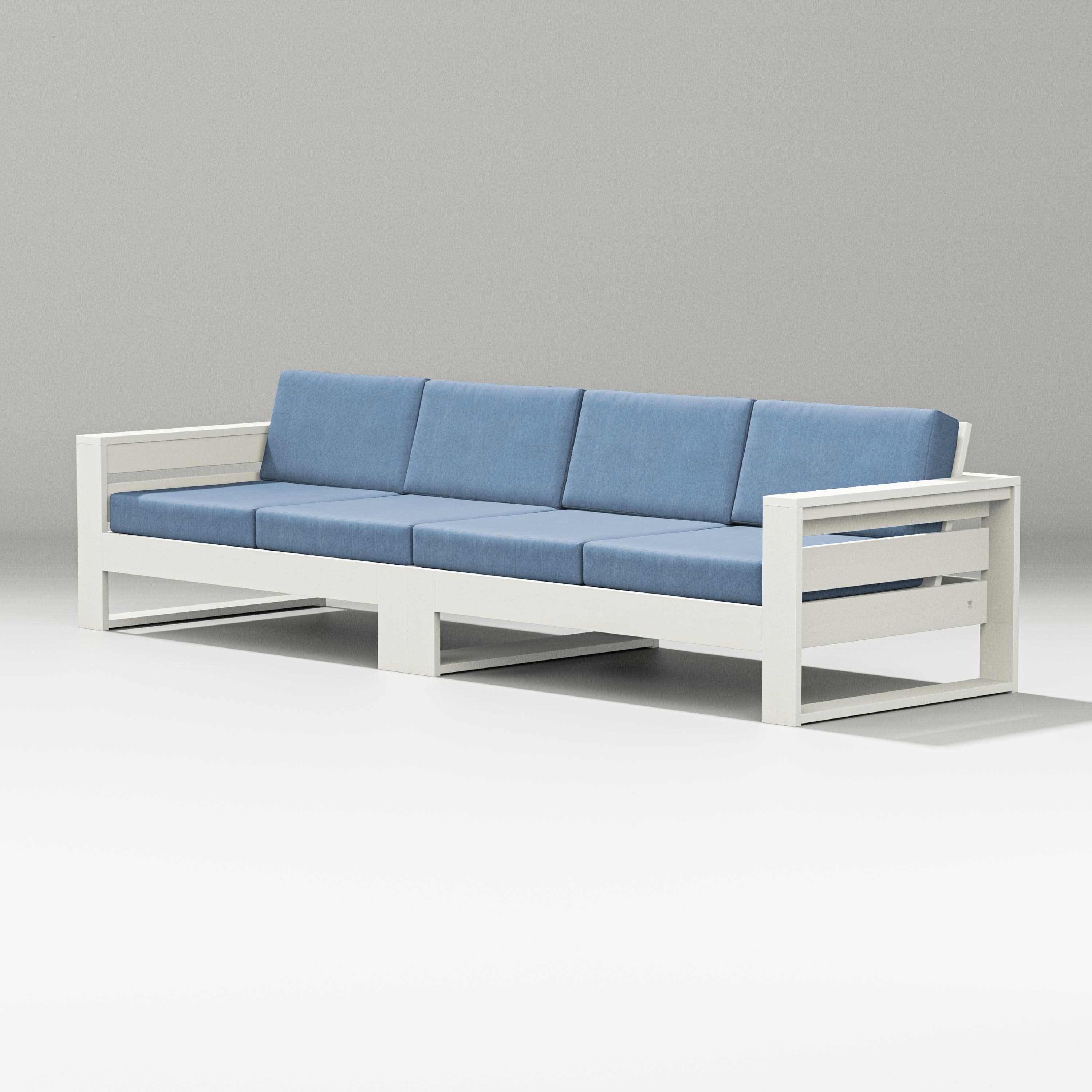 Latitude Straight Sectional in Vintage White / Sky Blue