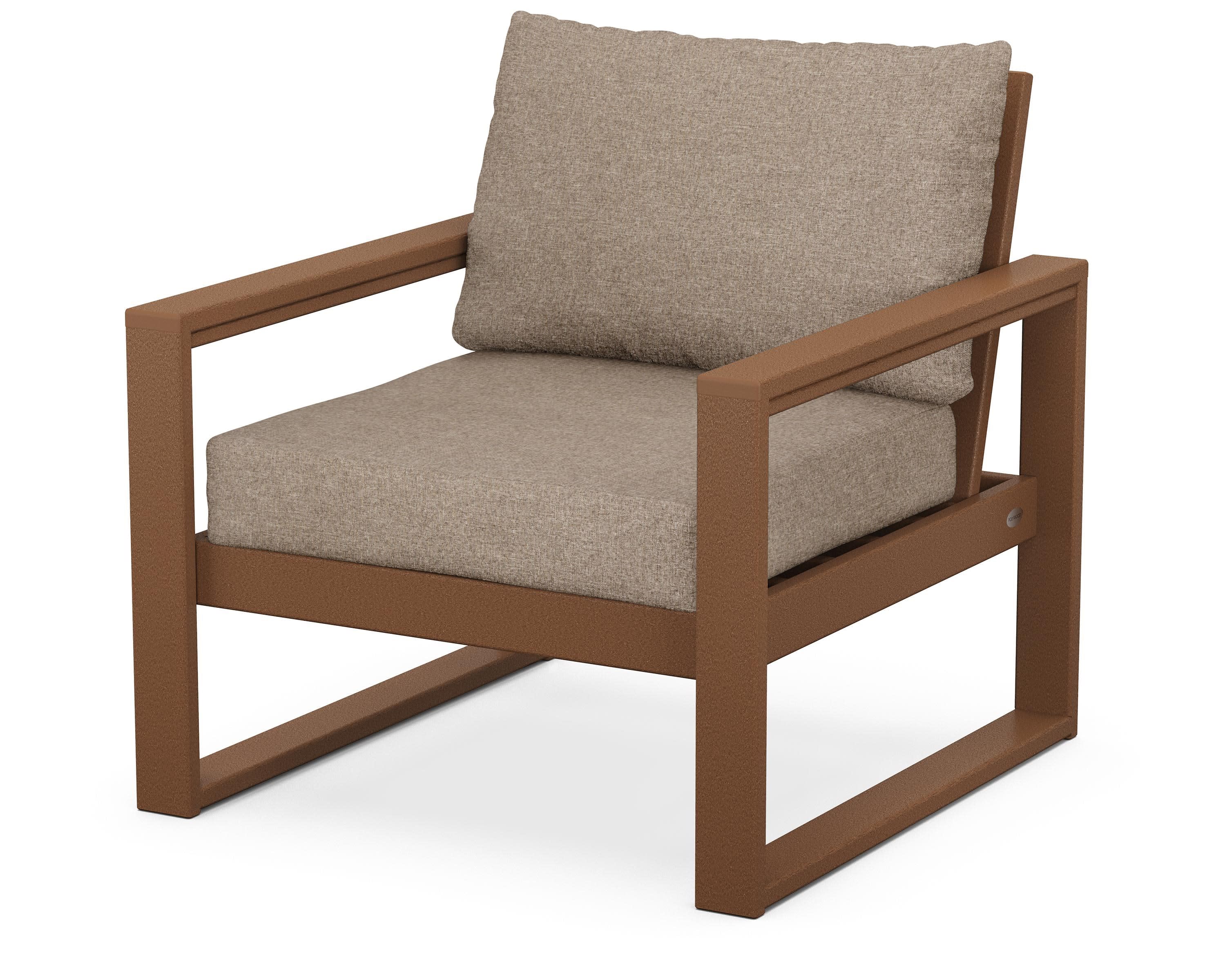 EDGE Club Chair in Teak / Spiced Burlap