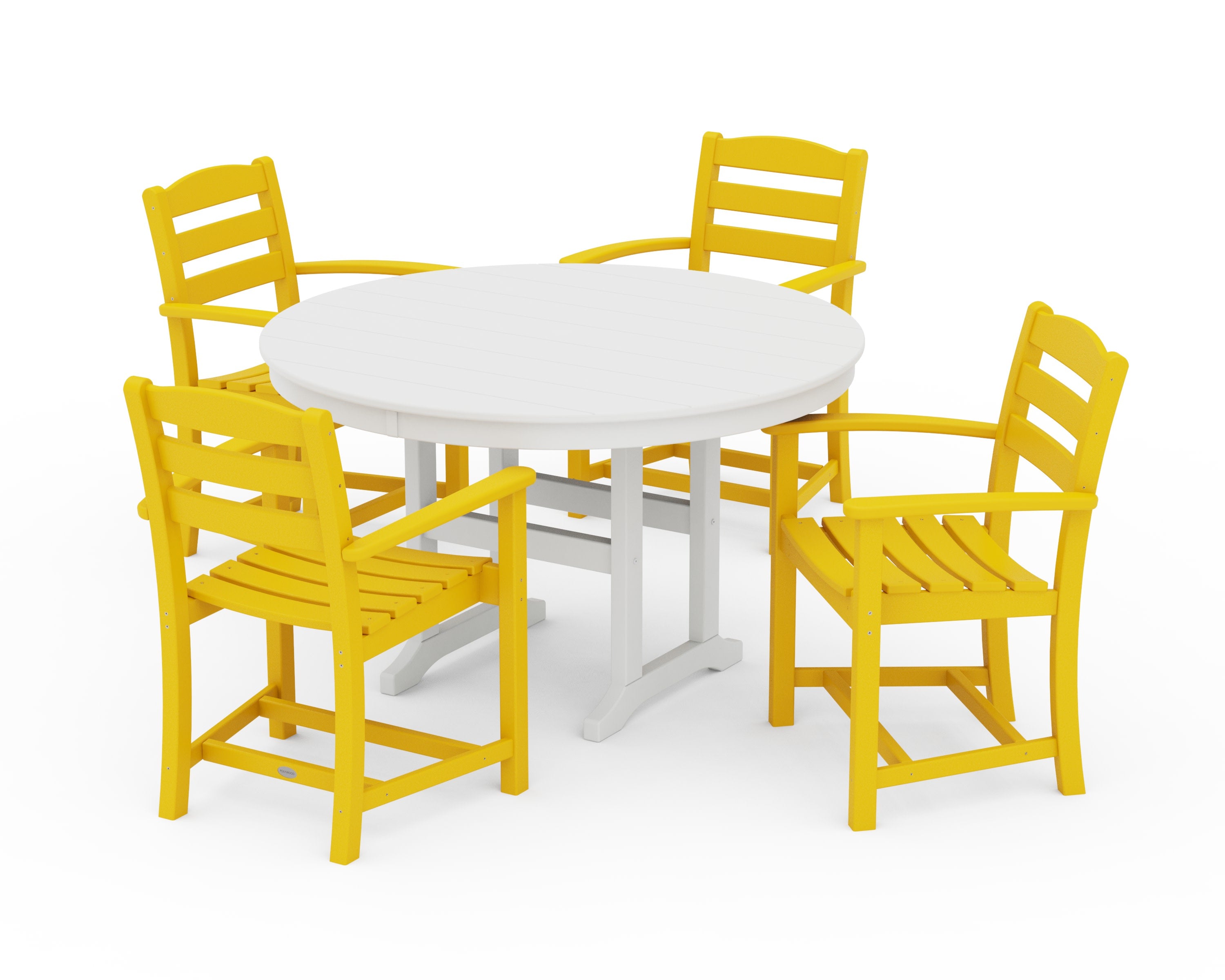 La Casa Caf 5-Piece Round Farmhouse Dining Set in Lemon / White