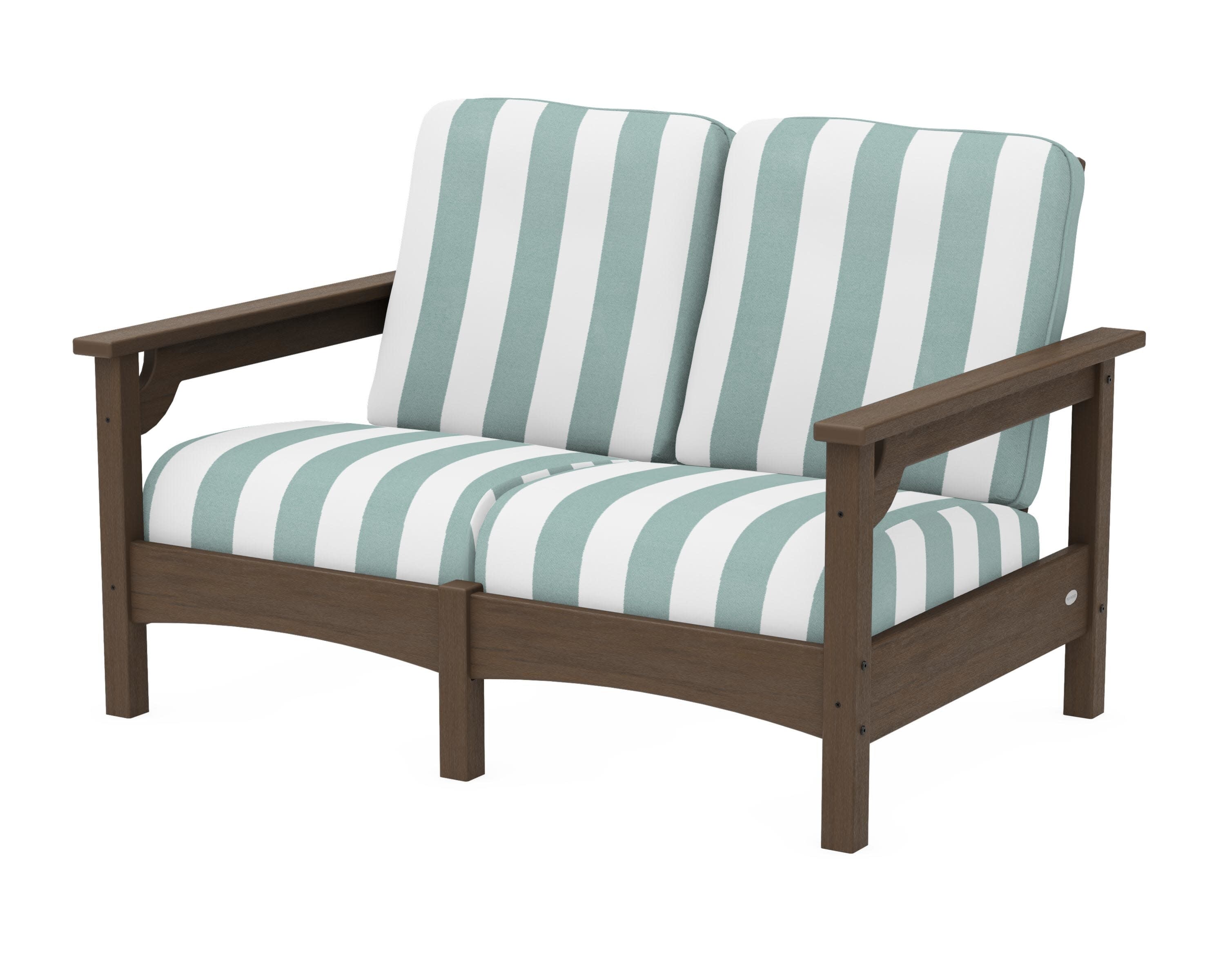 Club Loveseat in Kona / Cabana Stripe Glacier Spa