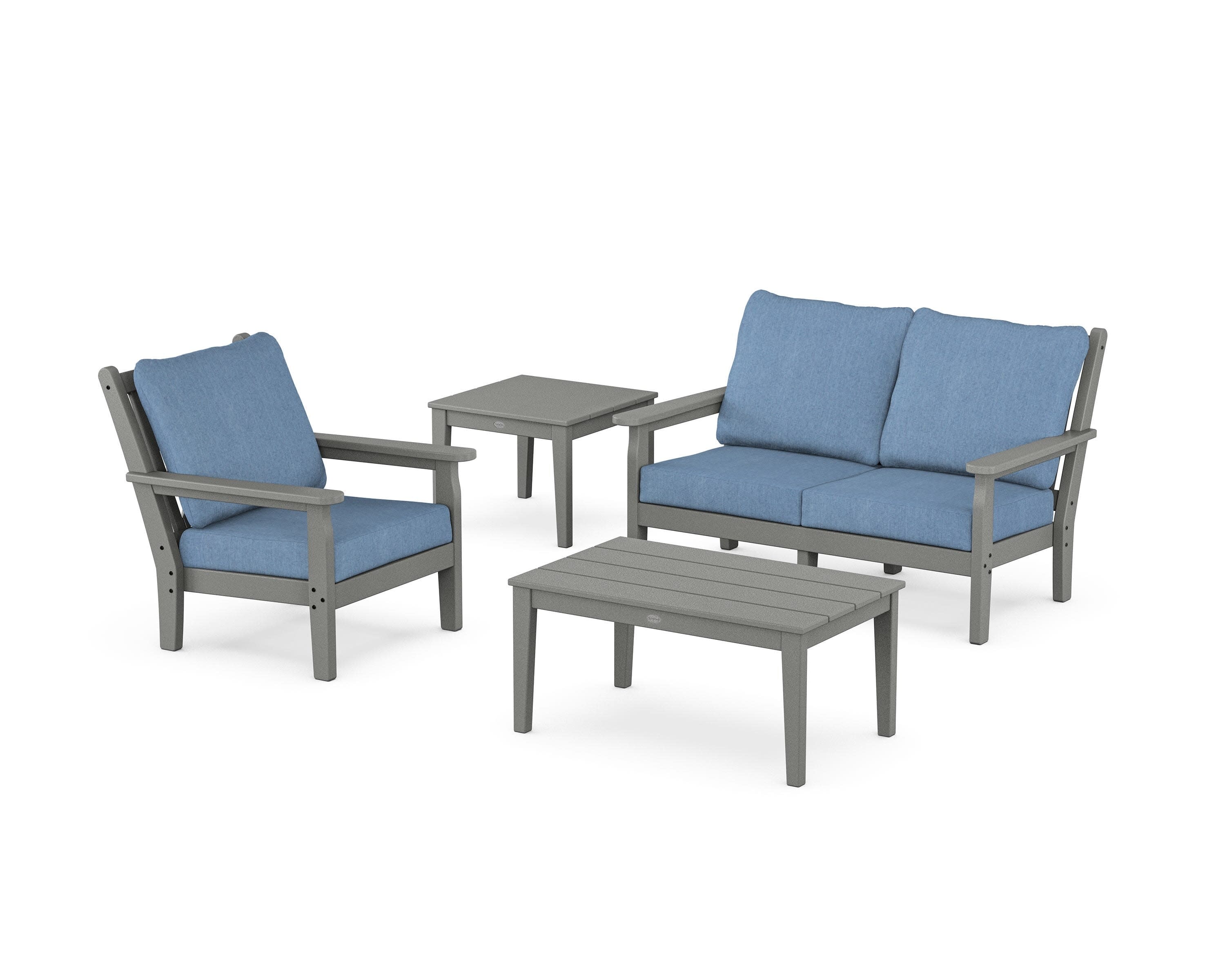 Chippendale 4-Piece Deep Seating Set in Slate Grey / Sky Blue
