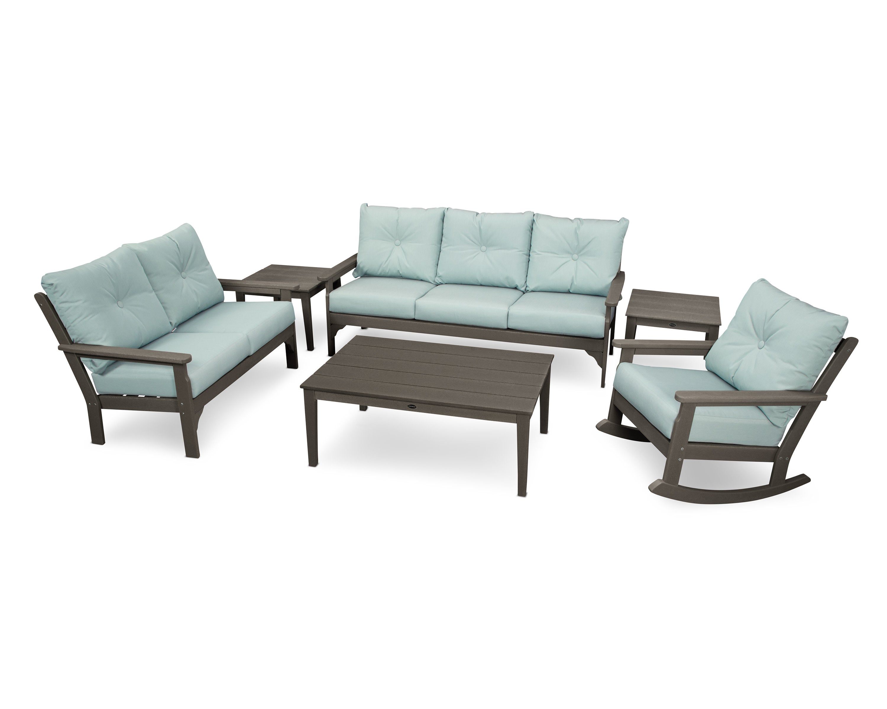 Vineyard 6-Piece Deep Seating Set in Vintage Coffee / Spa