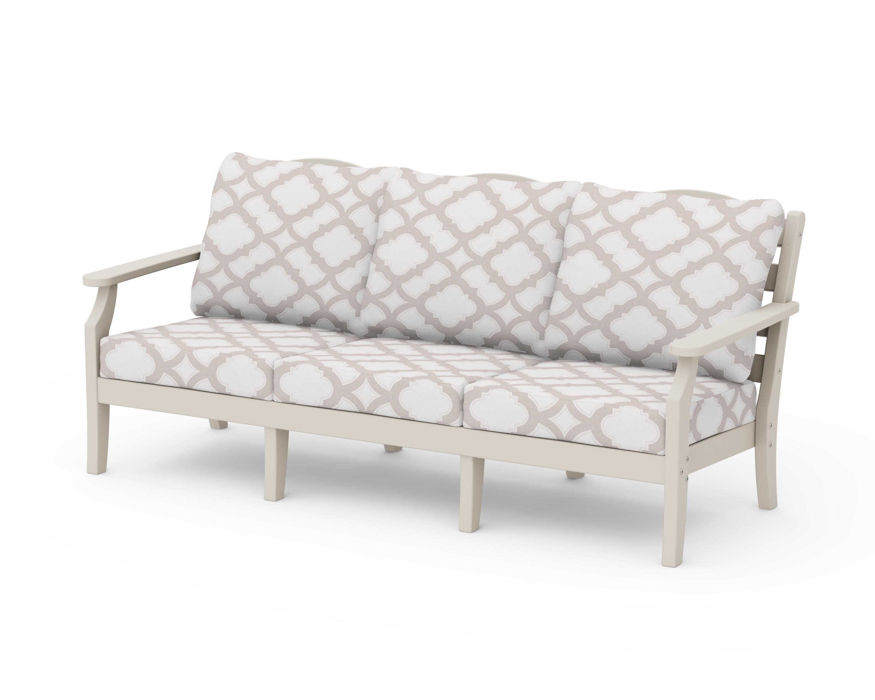 Savannah Deep Seating Sofa in Sand / Trellis Dune Burlap