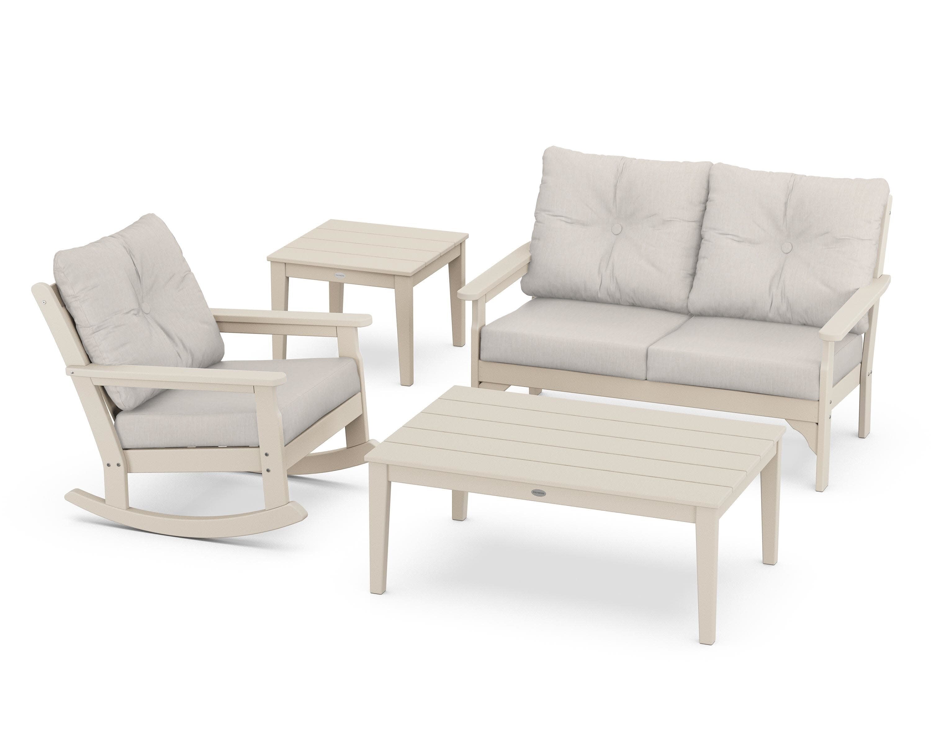Vineyard 4-Piece Deep Seating Rocker Set in Sand / Cast Ash