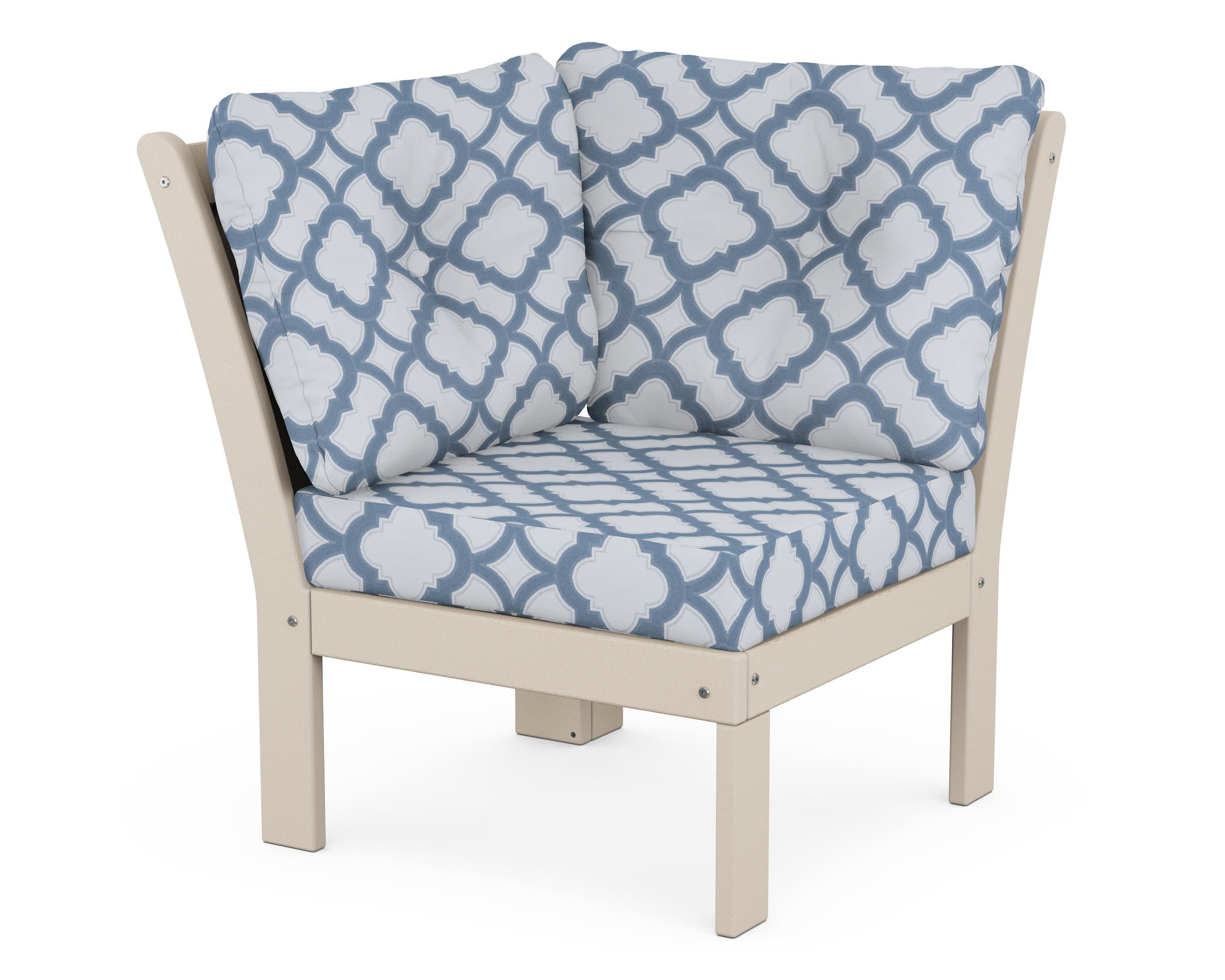 Vineyard Modular Corner Chair in Sand / Trellis Sky Blue