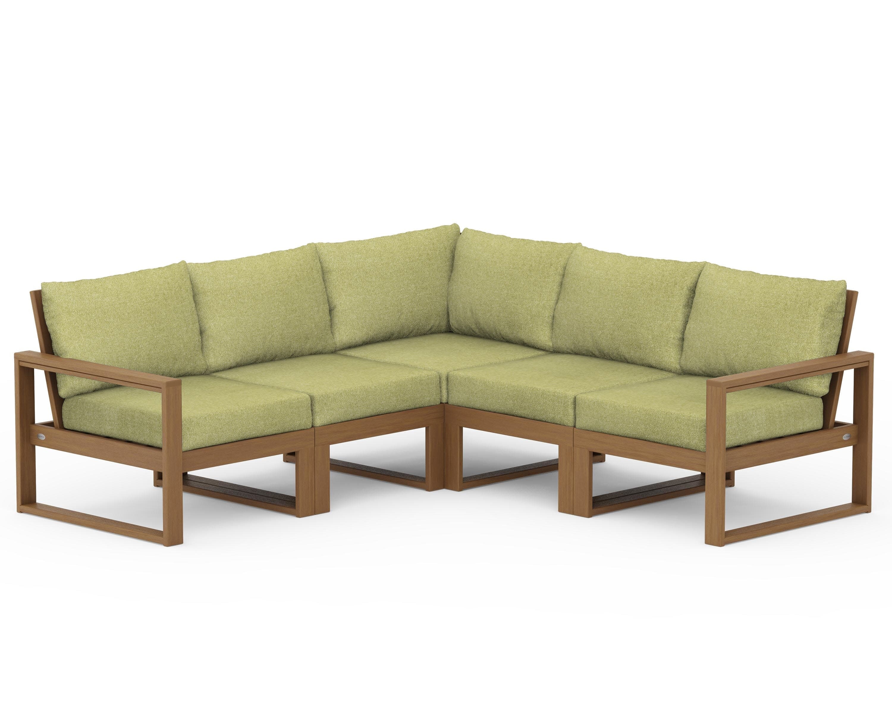 EDGE 5-Piece Modular Deep Seating Set in Natural / Chartreuse Boucle