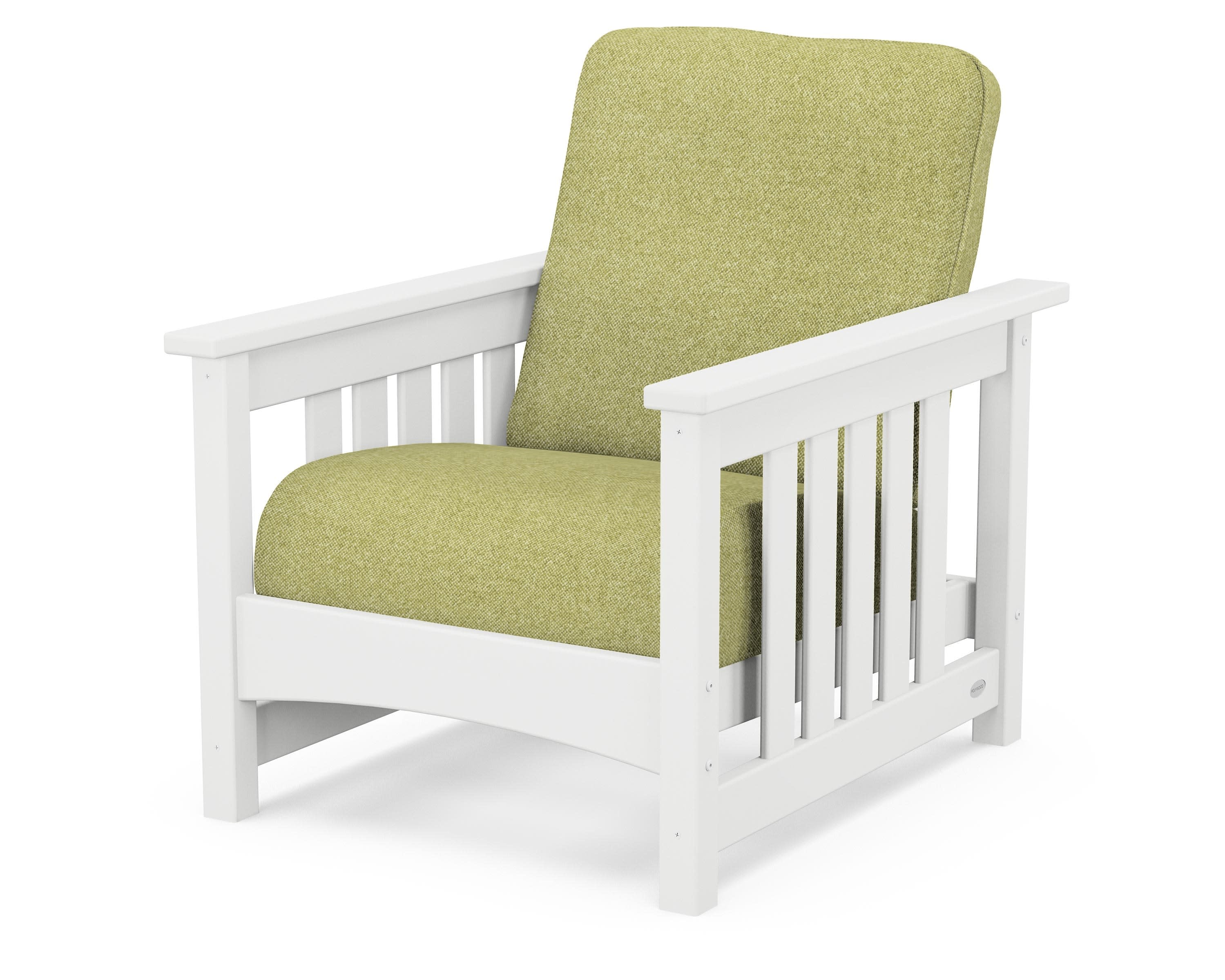 Club Mission Chair in White / Chartreuse Boucle
