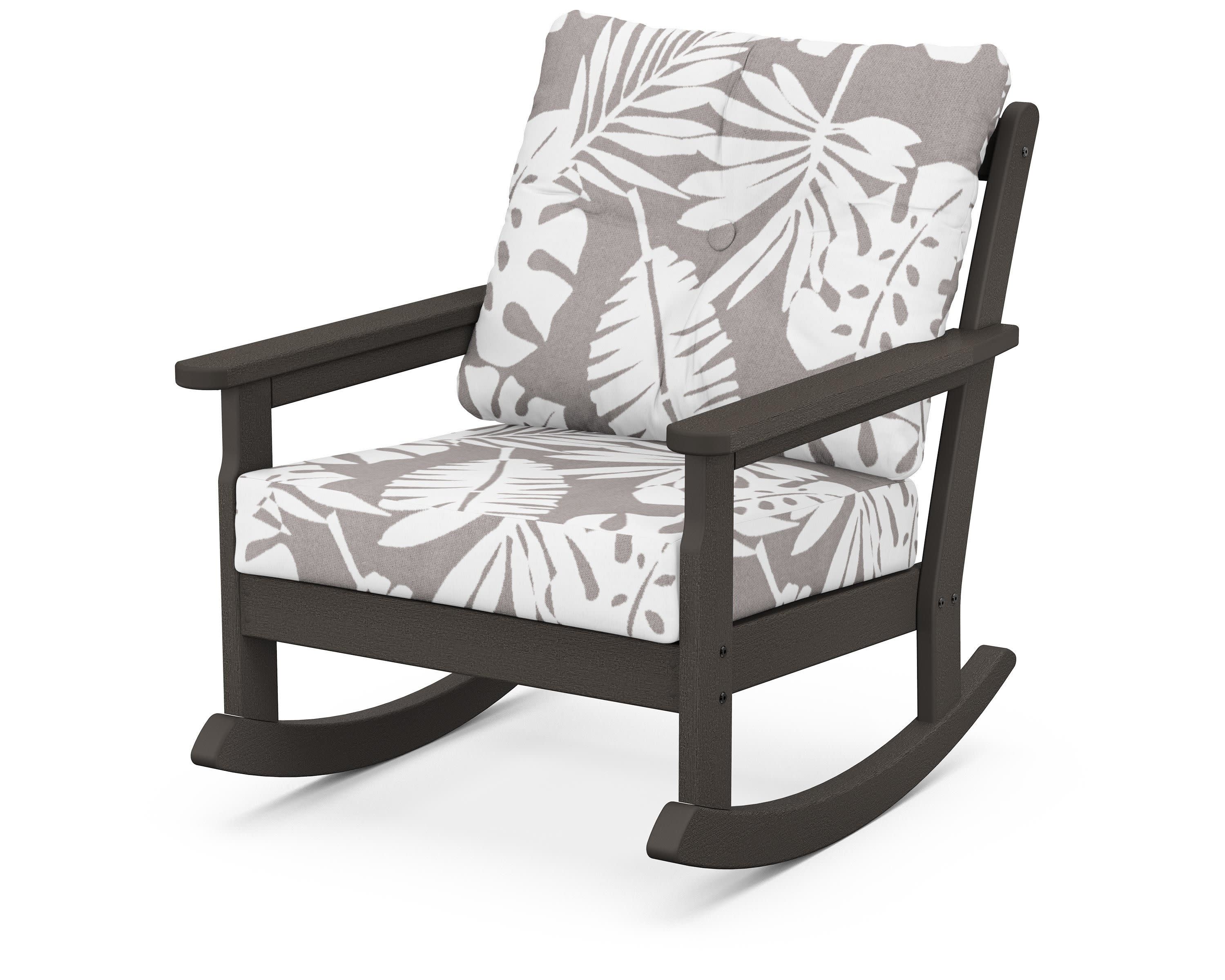 Vineyard Deep Seating Rocking Chair in Vintage Coffee / Leaf Grey Mist