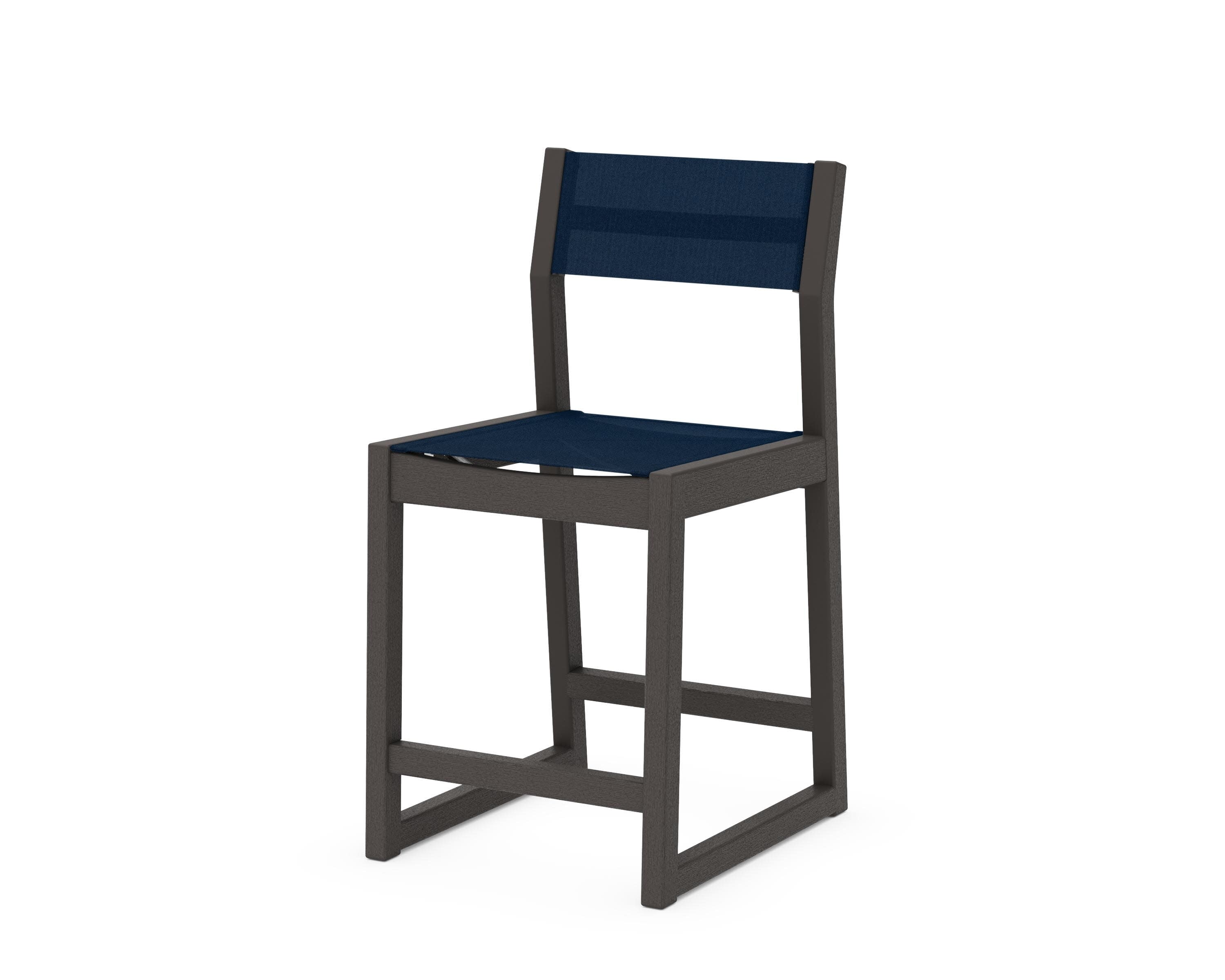 EDGE Sling Counter Side Chair in Vintage Coffee / Navy Blue Sling