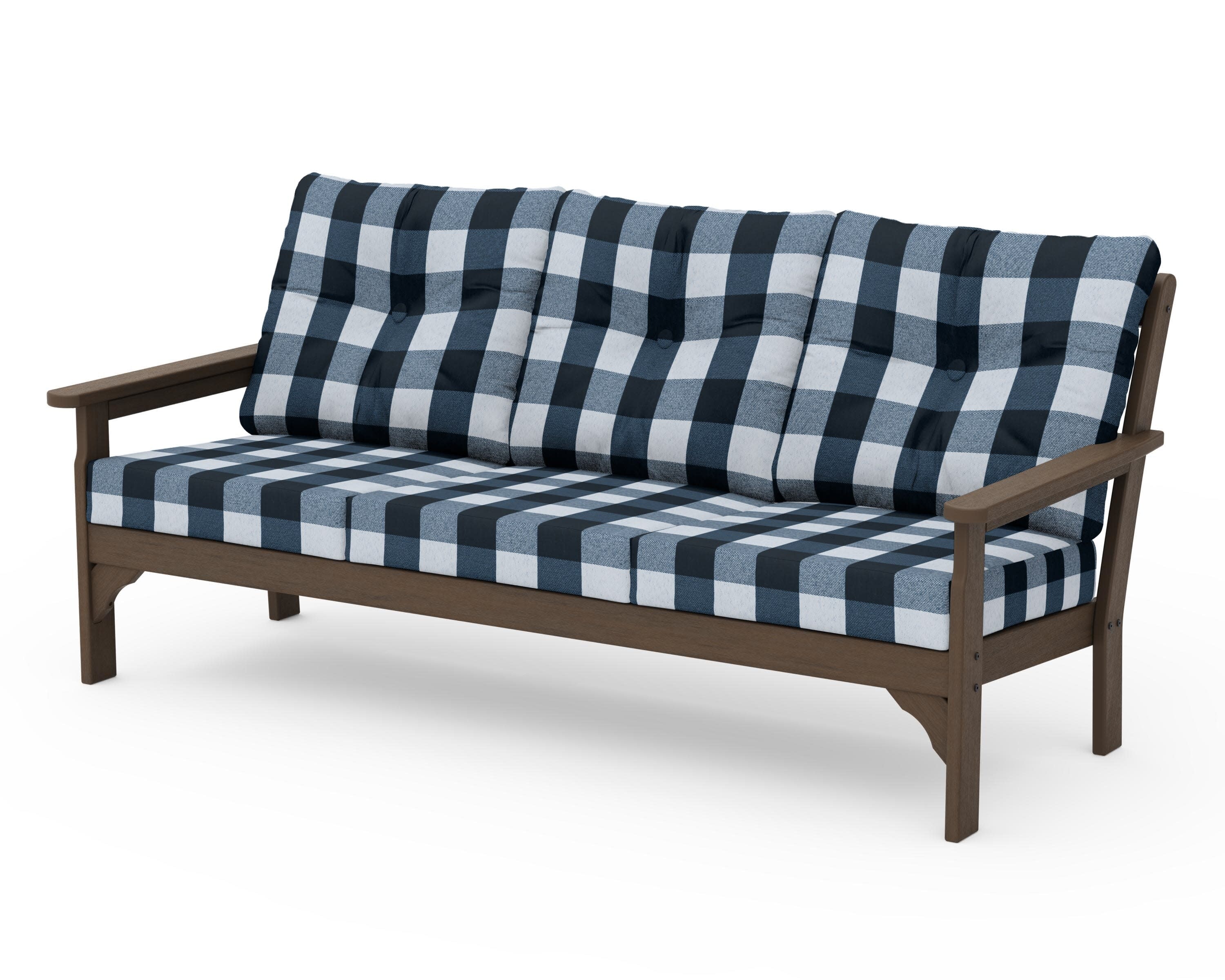 Vineyard Deep Seating Sofa in Kona / Buffalo Plaid Marine Indigo