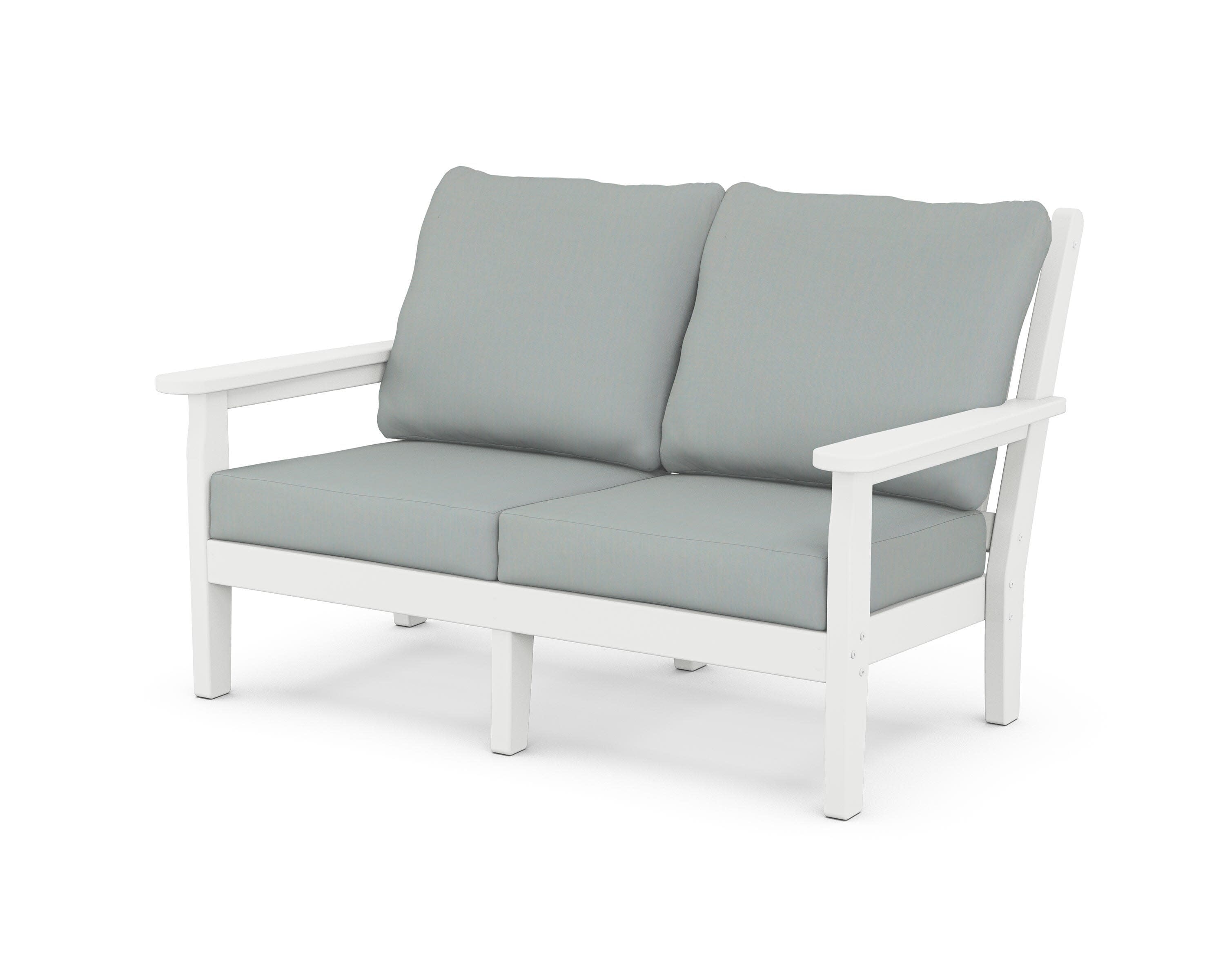Chippendale Deep Seating Loveseat in White / Spa