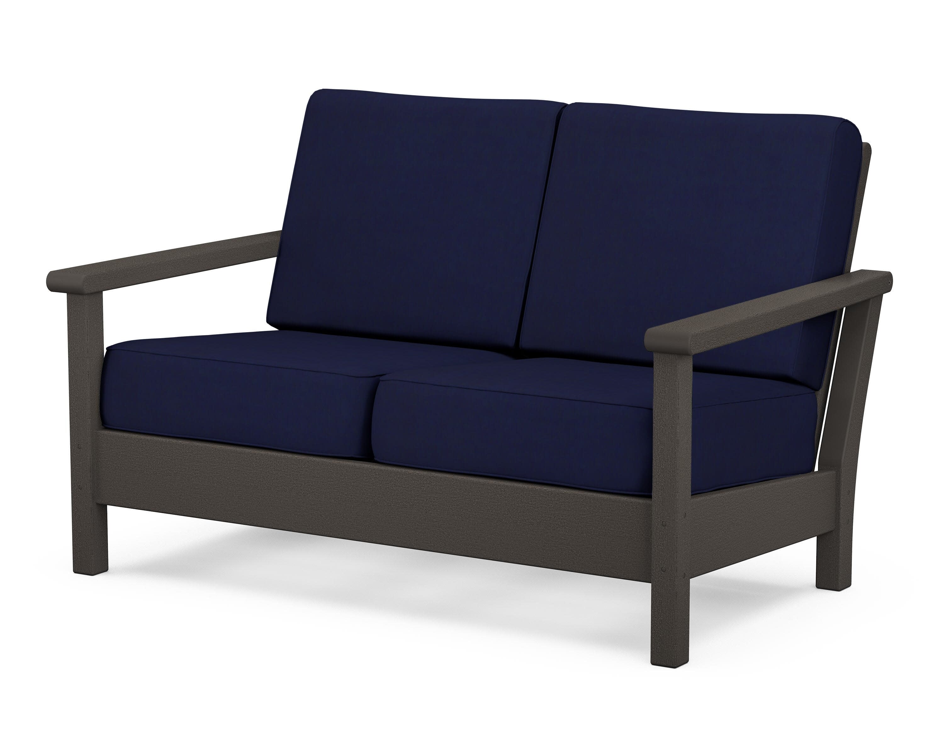 Harbour Deep Seating Loveseat in Vintage Coffee / Navy