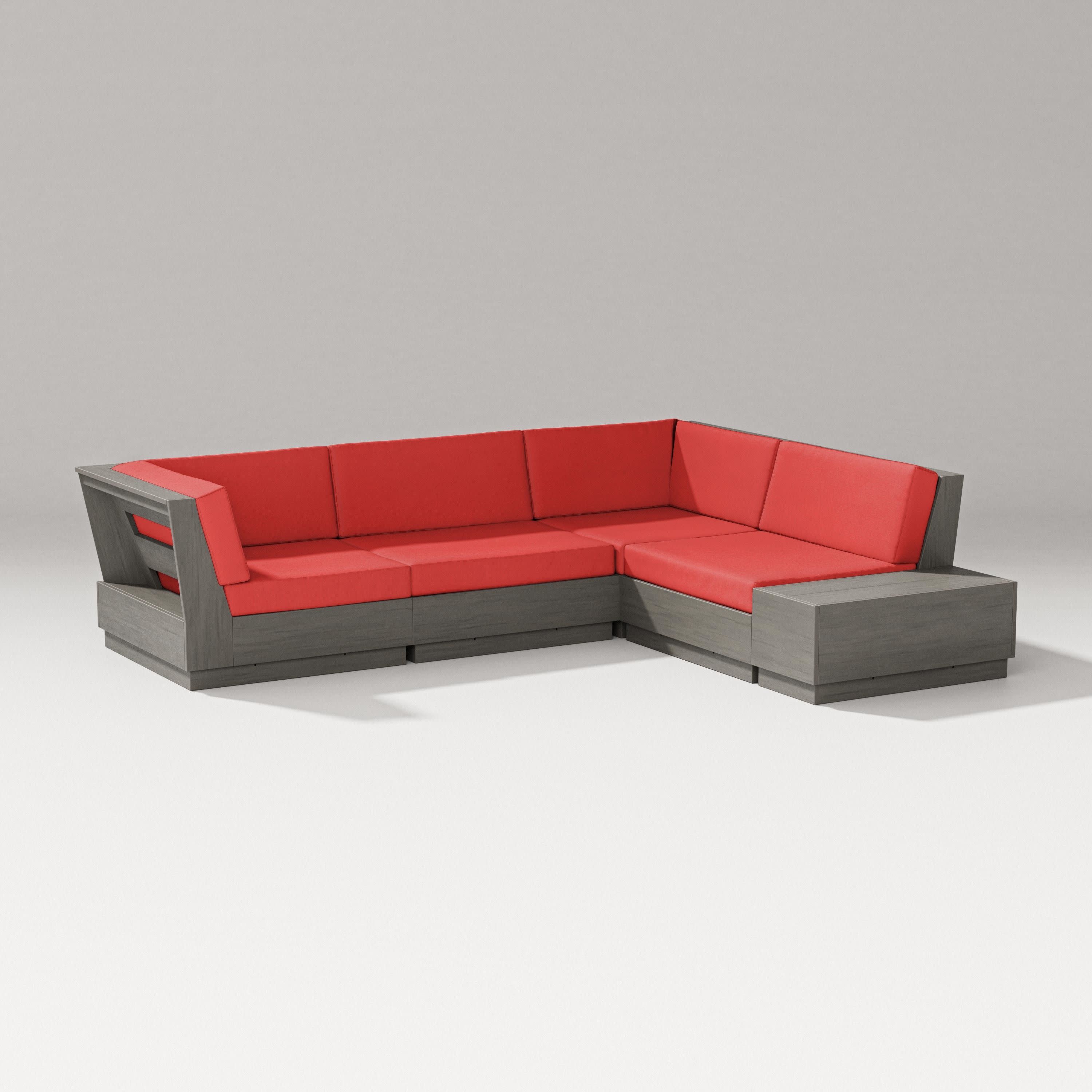 Elevate Corner Sectional in Driftwood / Crimson Linen