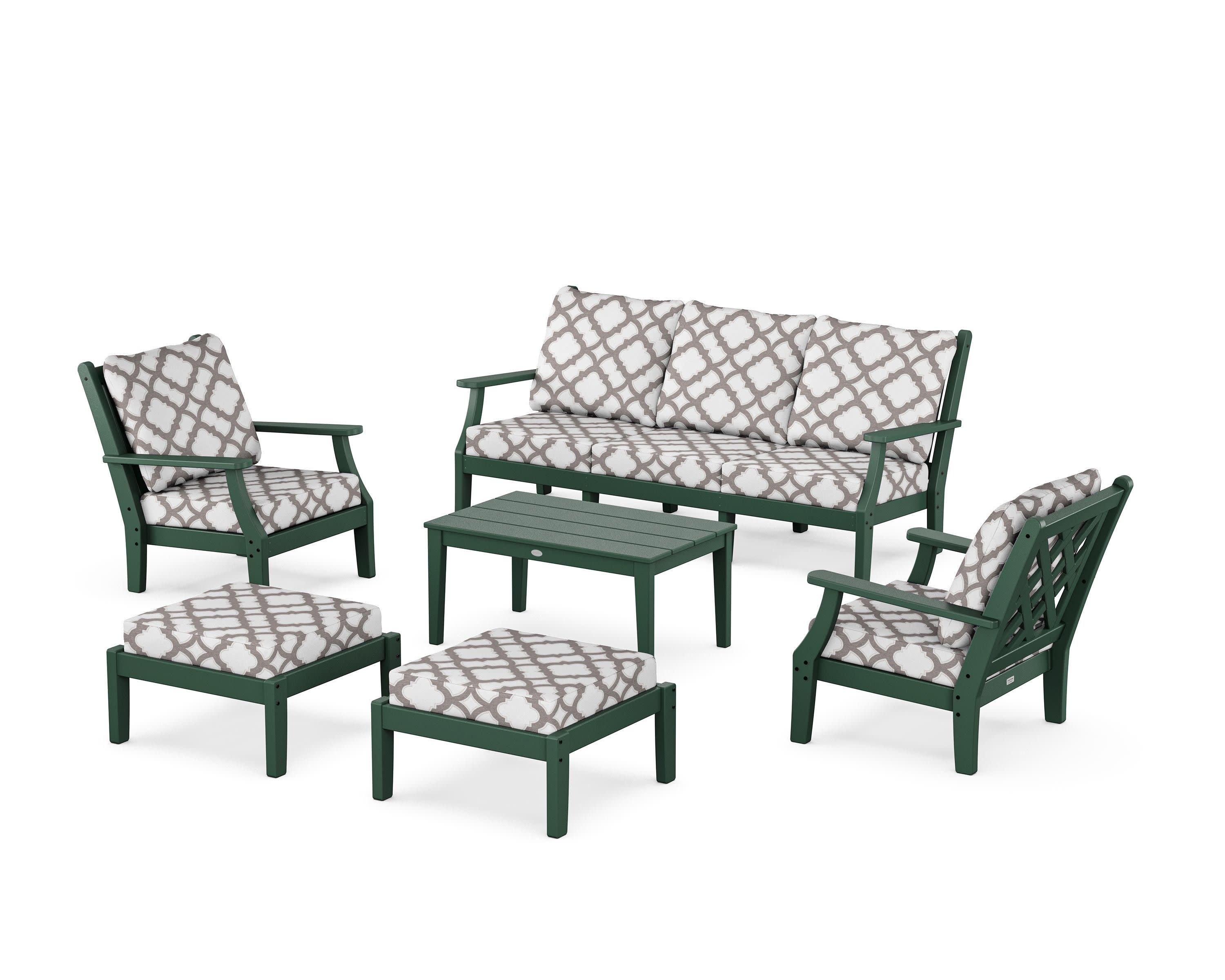 Wovendale 6-Piece Lounge Sofa Set in Green / Trellis Grey Mist
