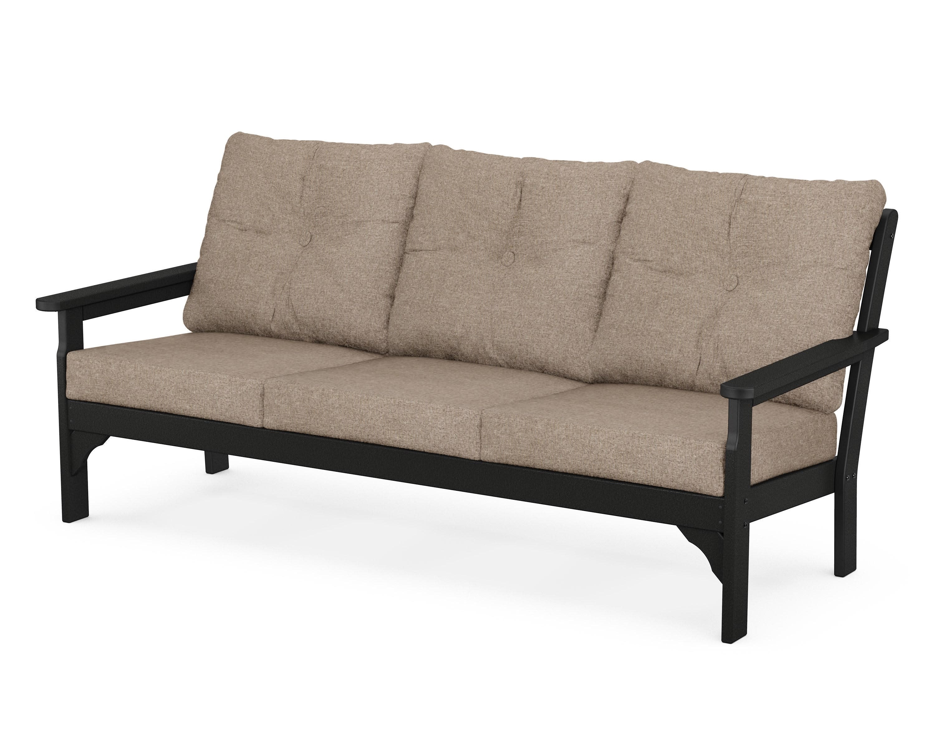 Vineyard Deep Seating Sofa in Black / Spiced Burlap