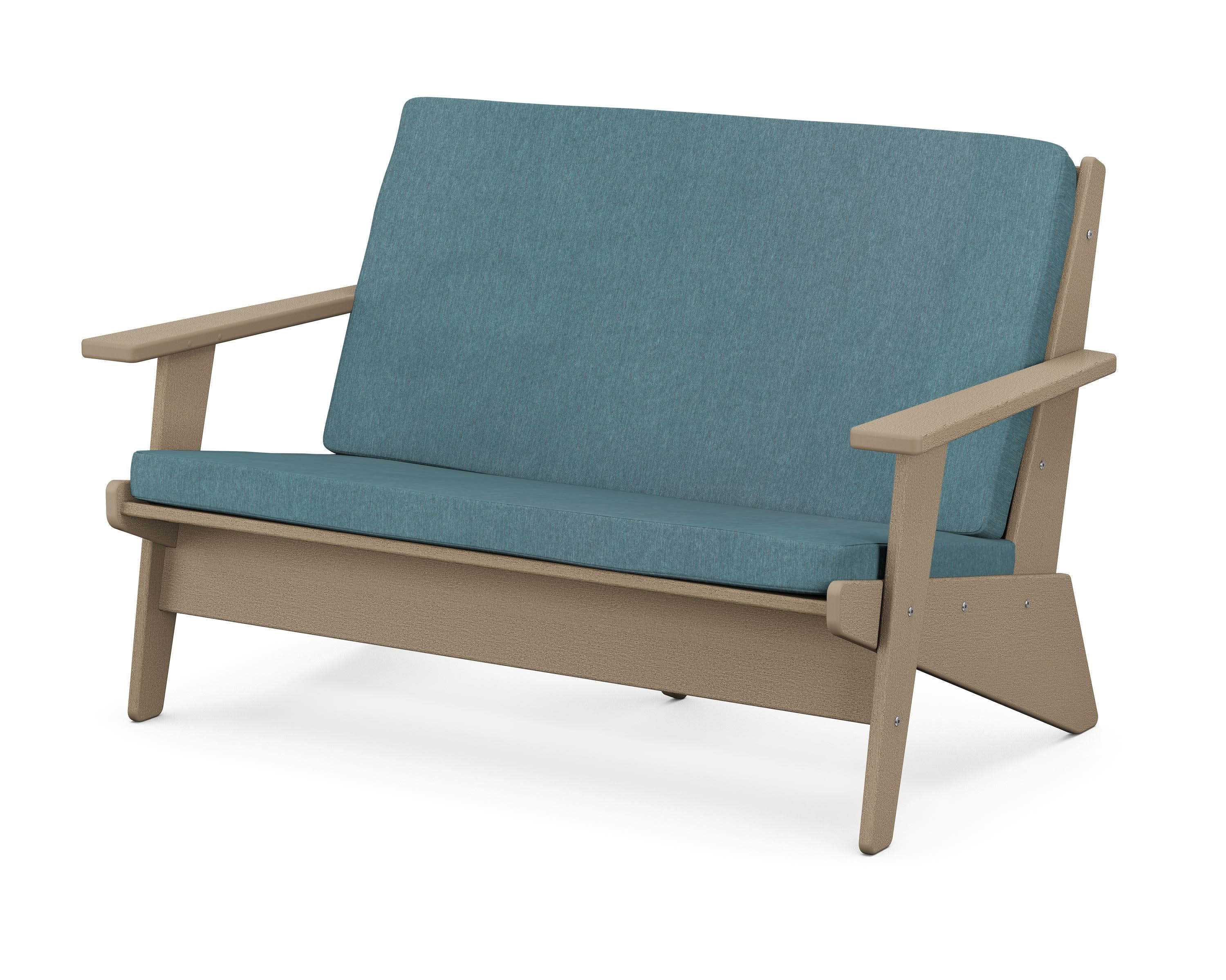 Riviera Modern Lounge Loveseat in Vintage Sahara / Ocean Teal