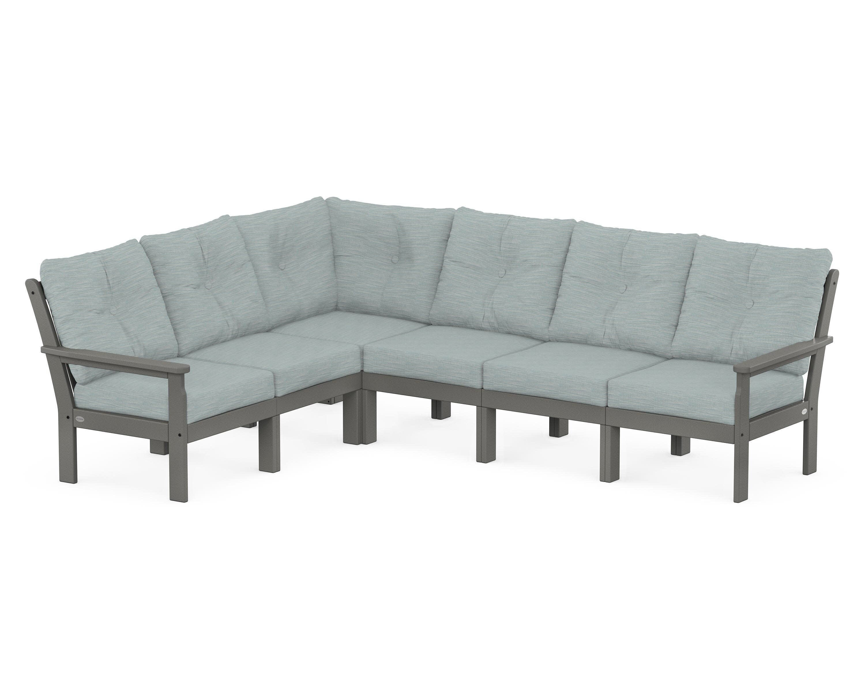 Vineyard 6-Piece Sectional in Slate Grey / Soothe Mist