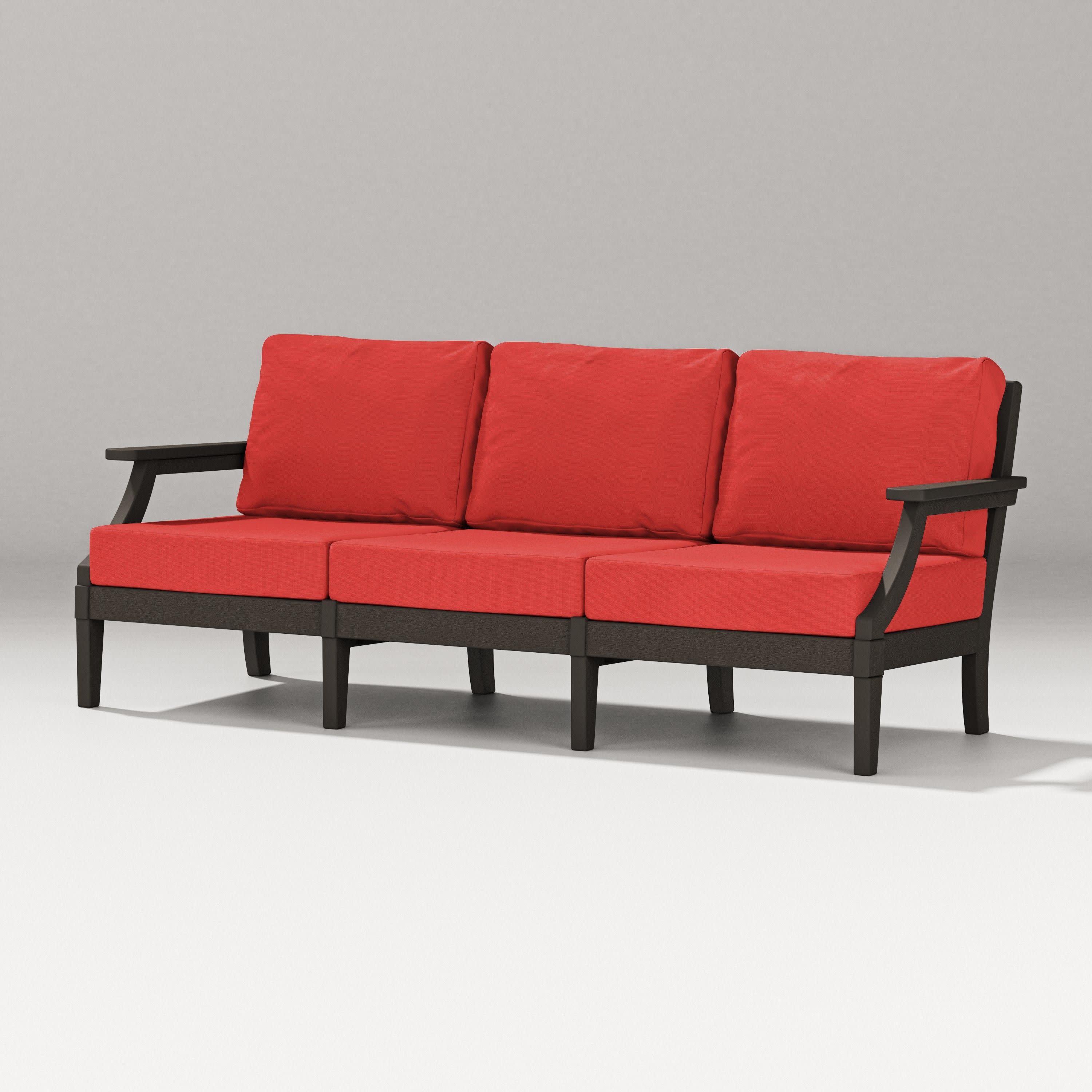 Estate Sofa in Vintage Coffee / Crimson Linen