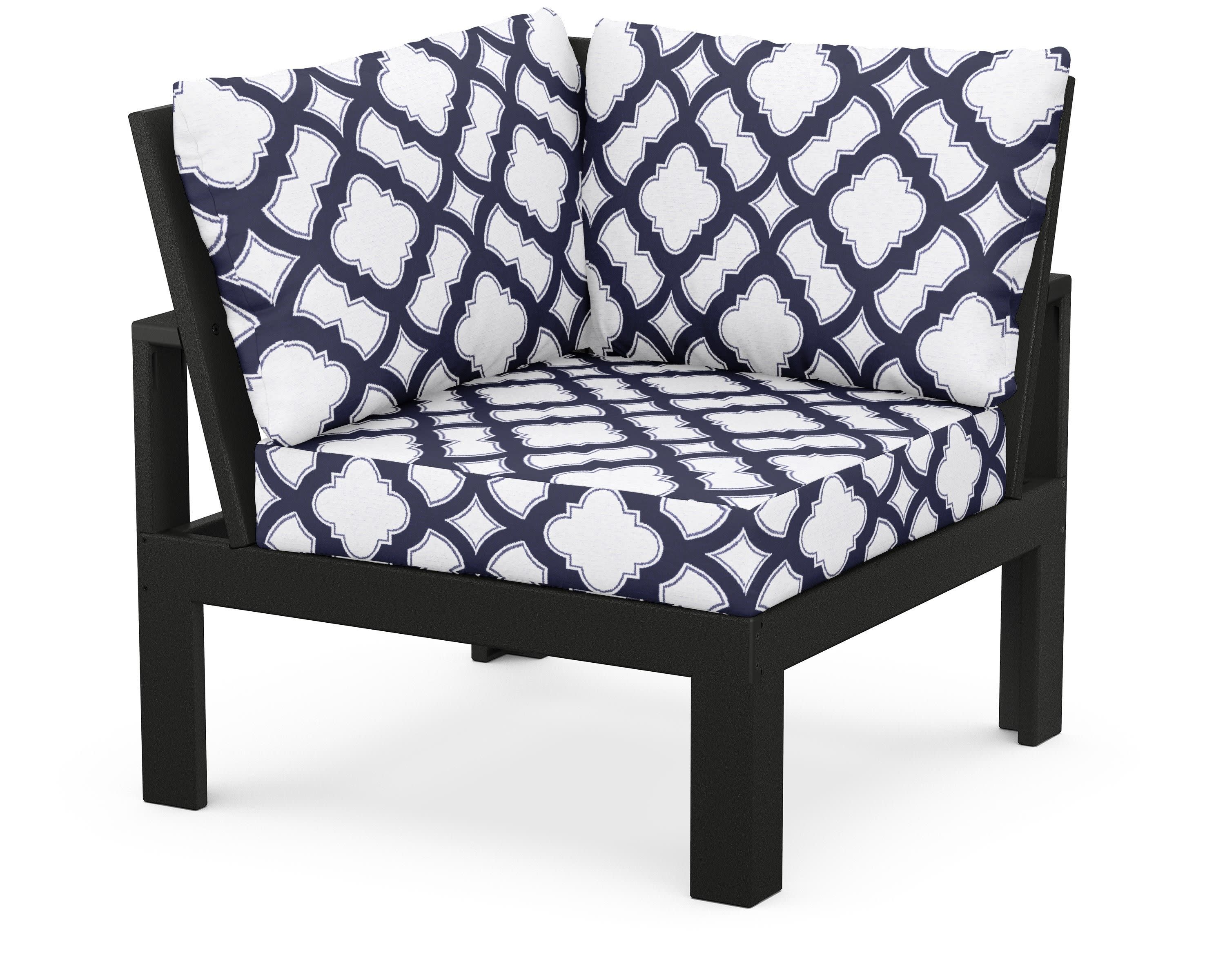 Modular Corner Chair in Black / Trellis Navy