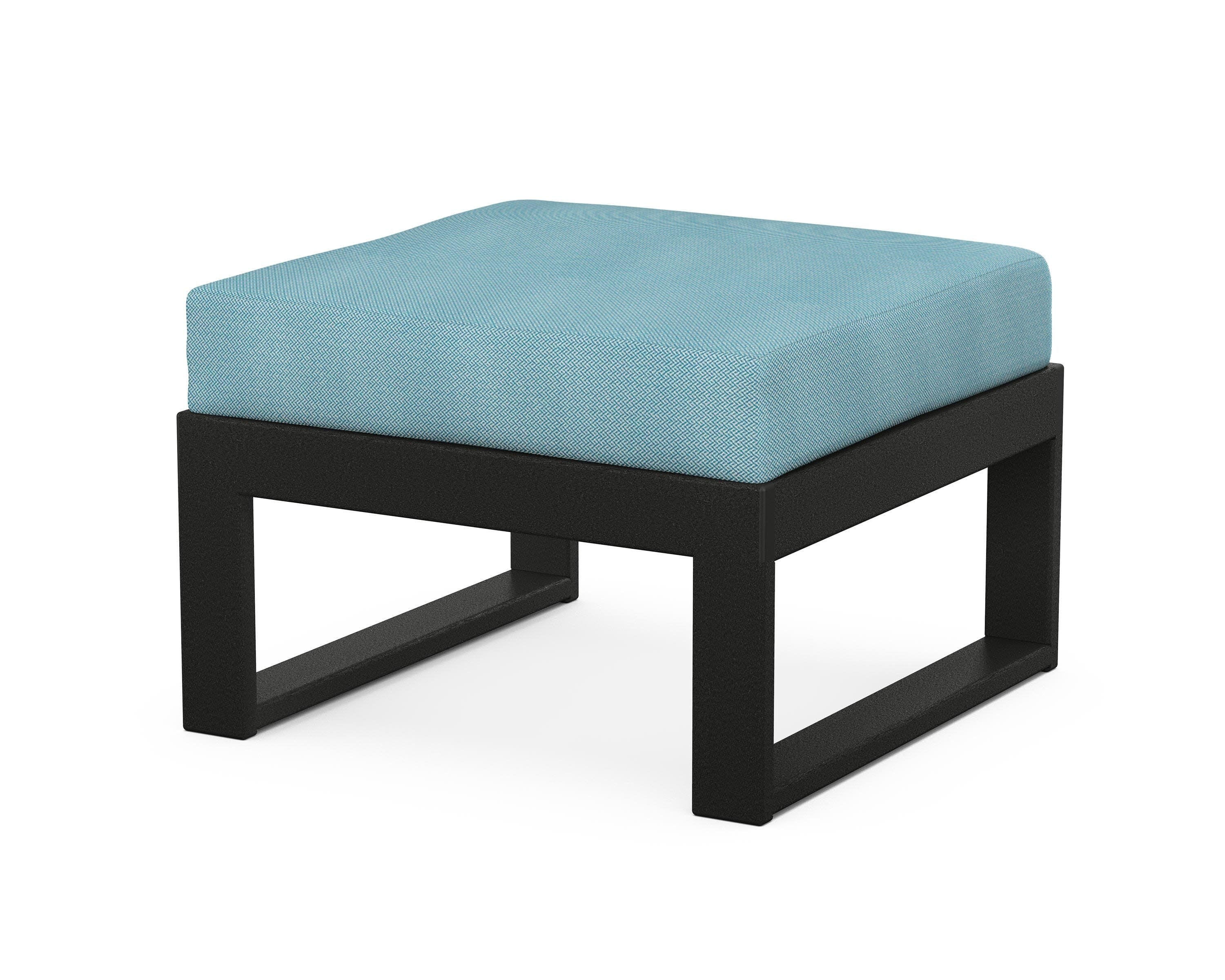 Modular Ottoman - Modern in Black / Lattice Sky Blue