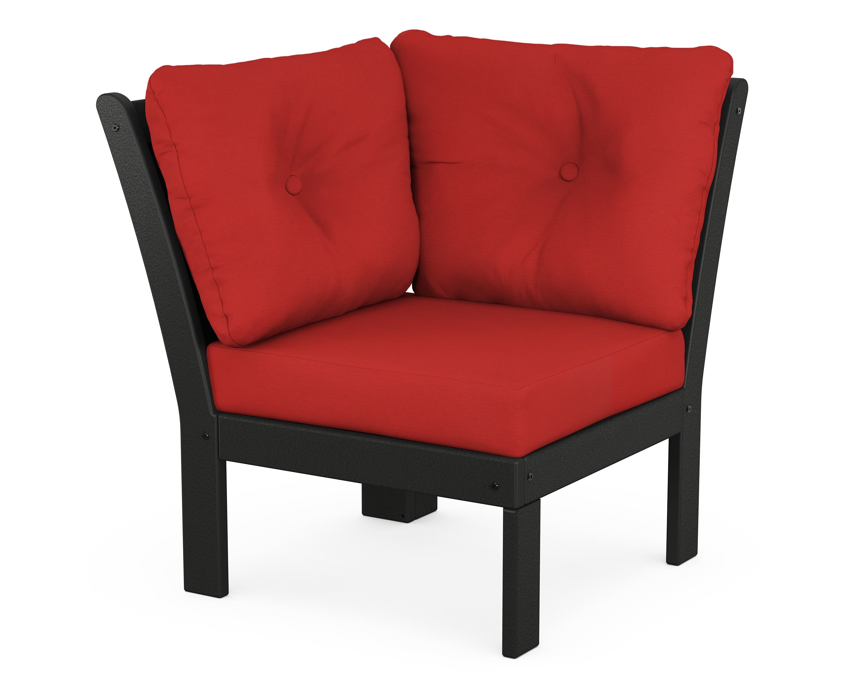 Vineyard Modular Corner Chair in Black / Crimson Linen
