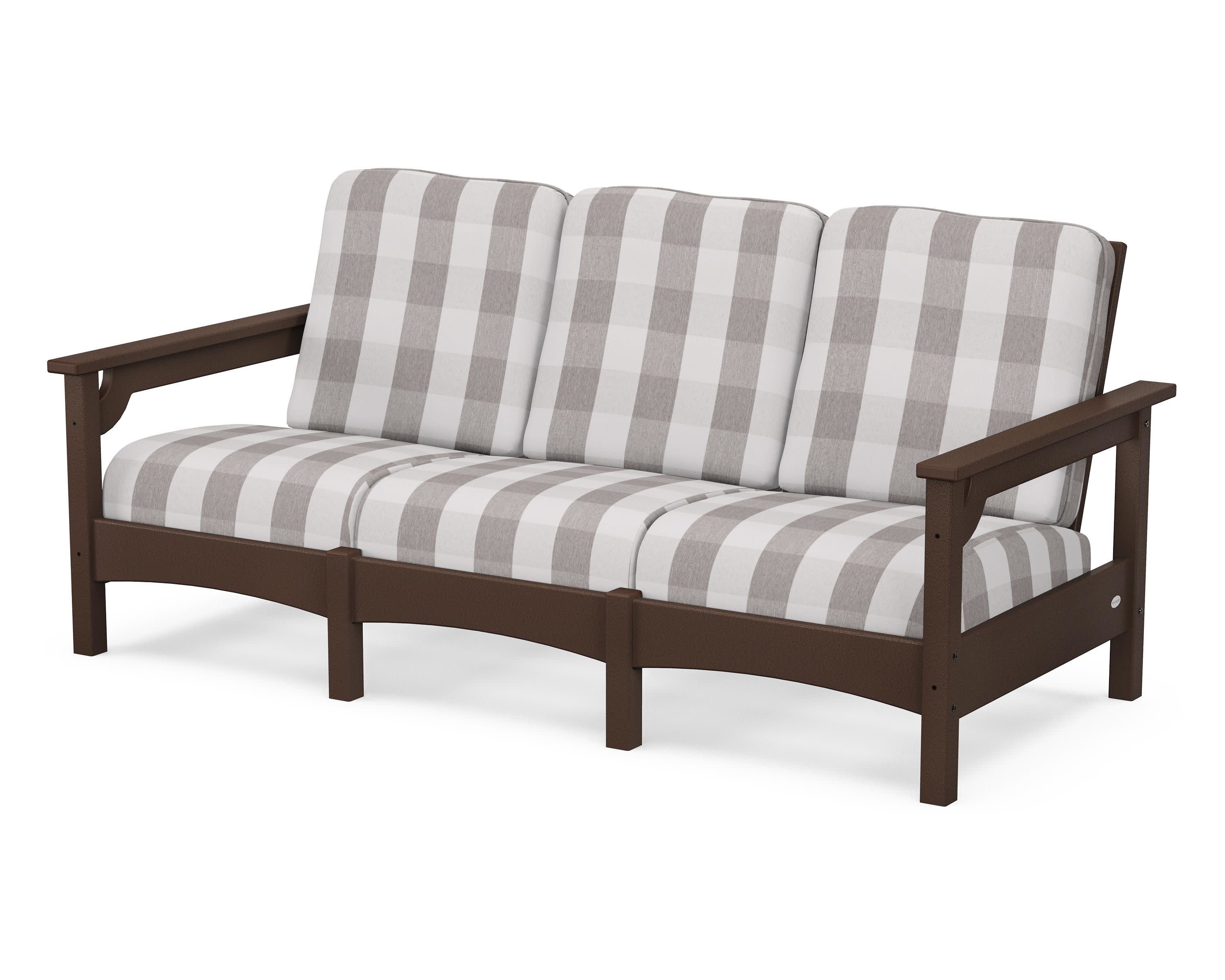 Club Sofa in Mahogany / Buffalo Plaid Grey Mist