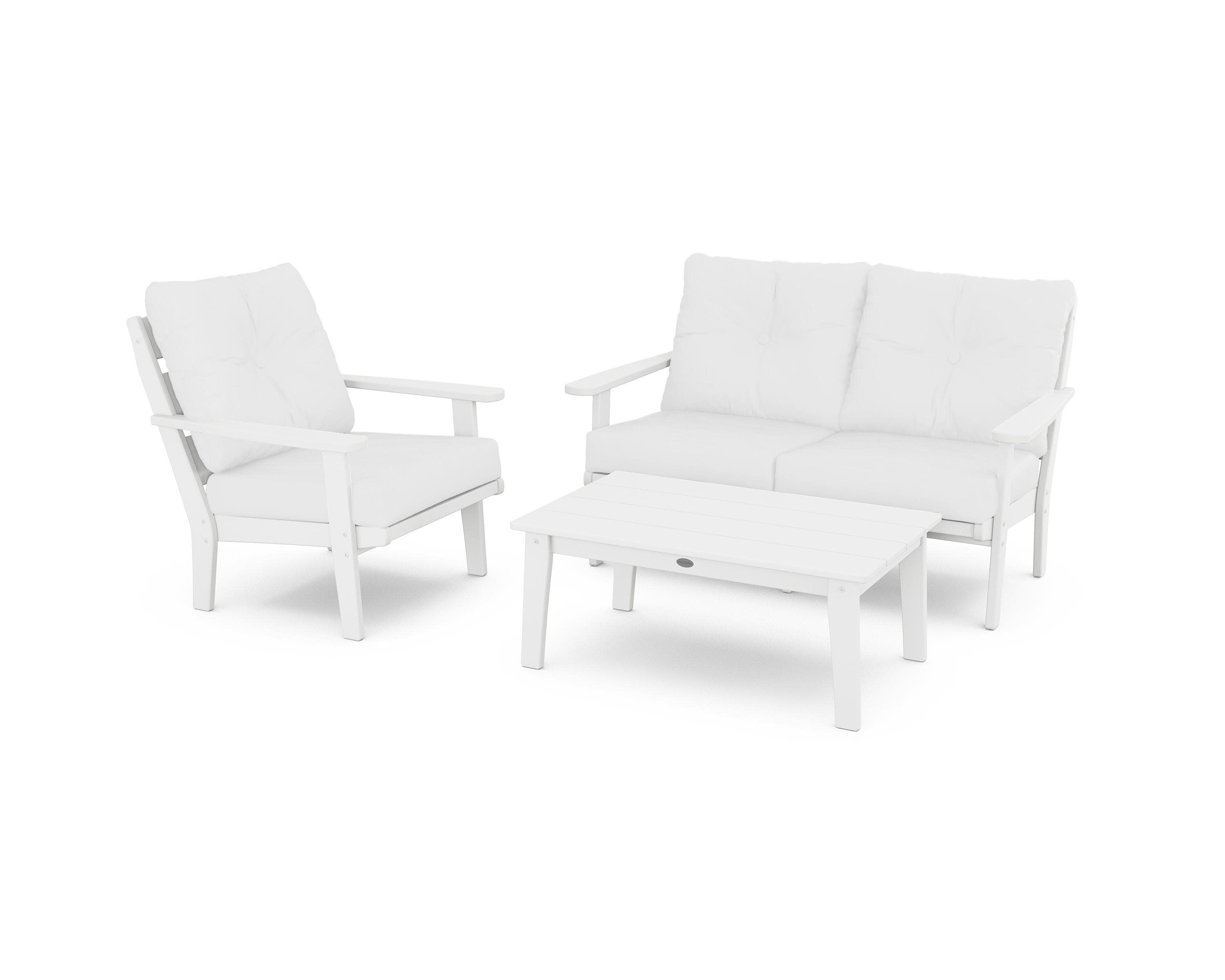 Lakeside 3-Piece Deep Seating Set in White / Natural