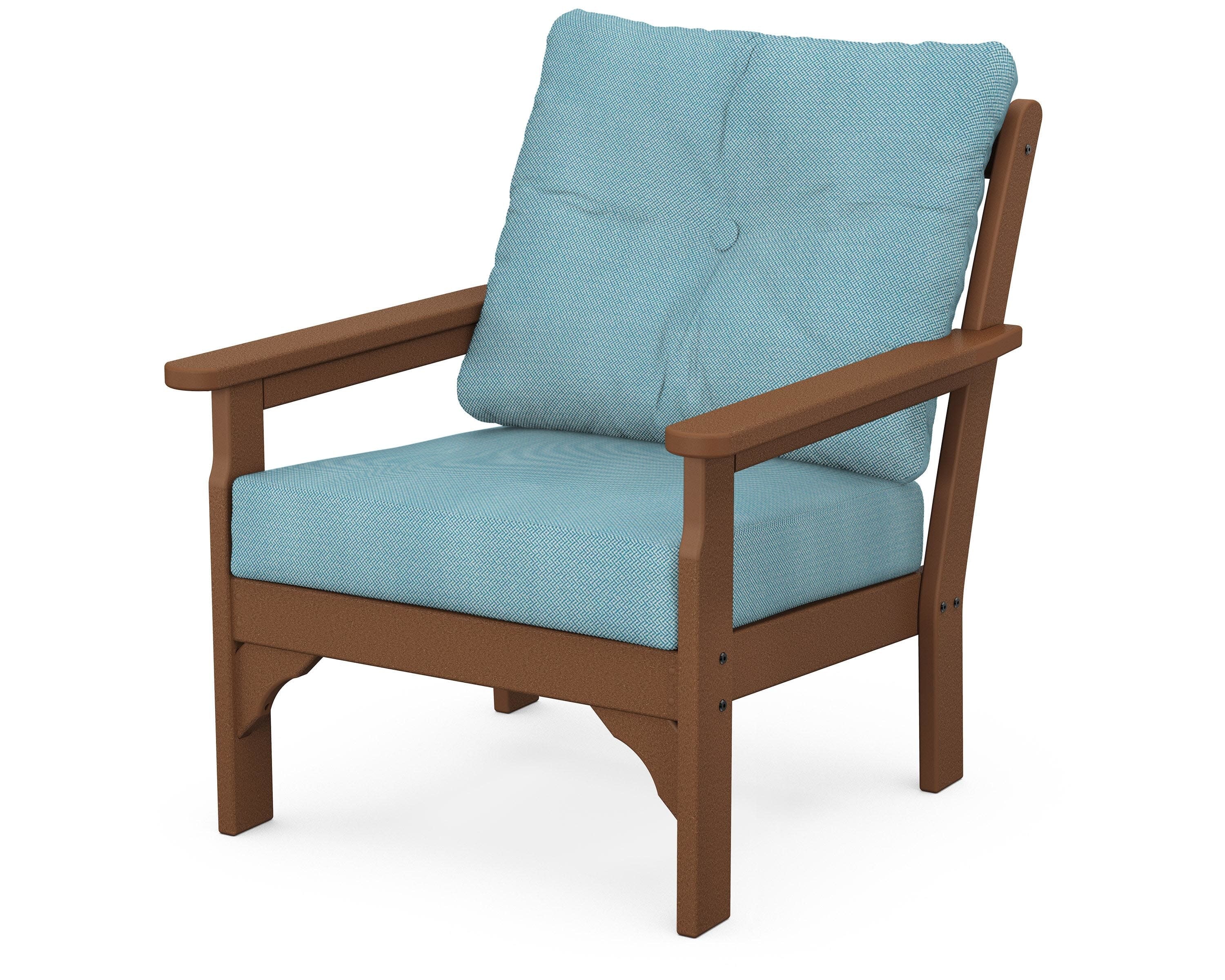 Vineyard Deep Seating Chair in Teak / Lattice Sky Blue