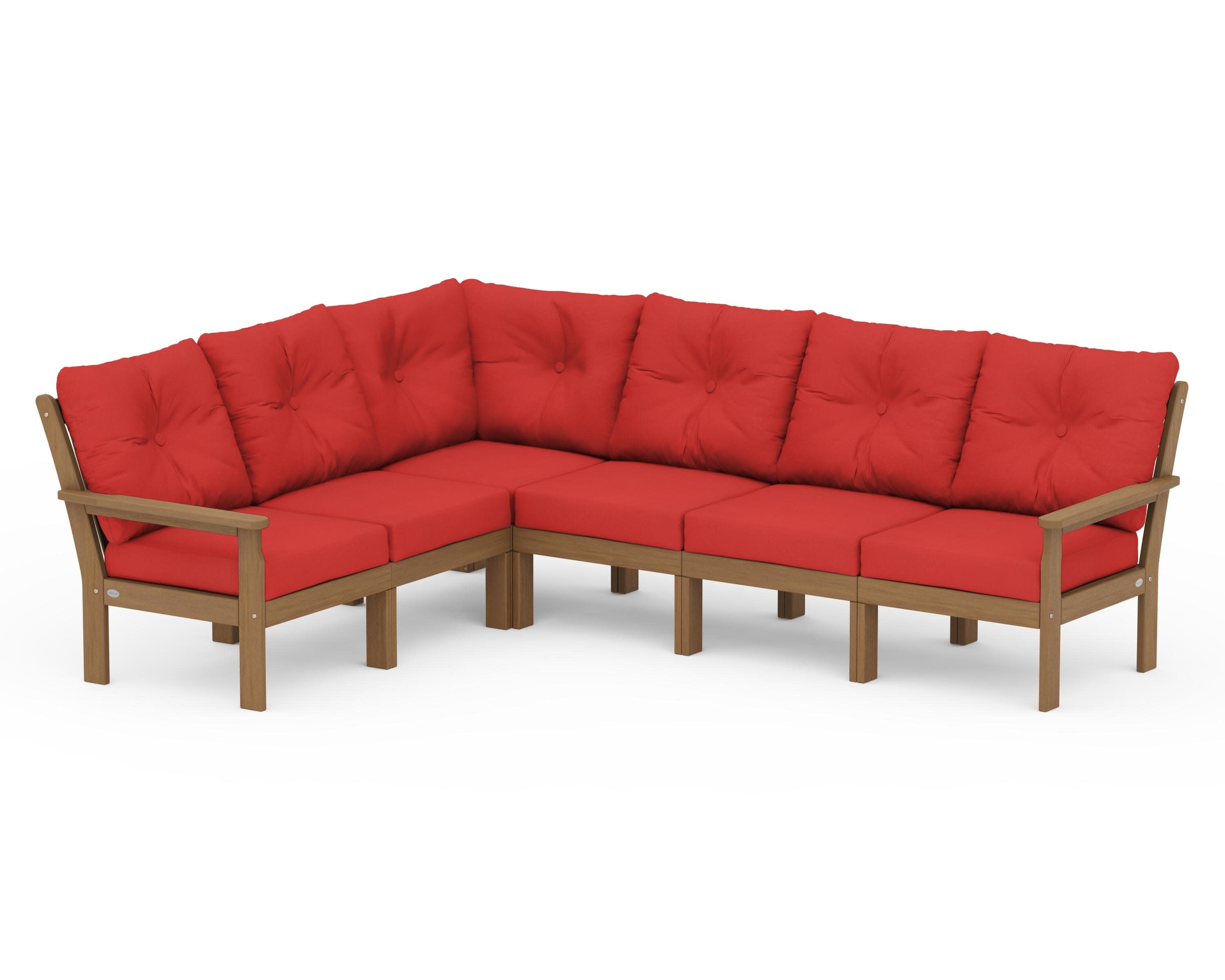 Vineyard 6-Piece Sectional in Natural / Crimson Linen