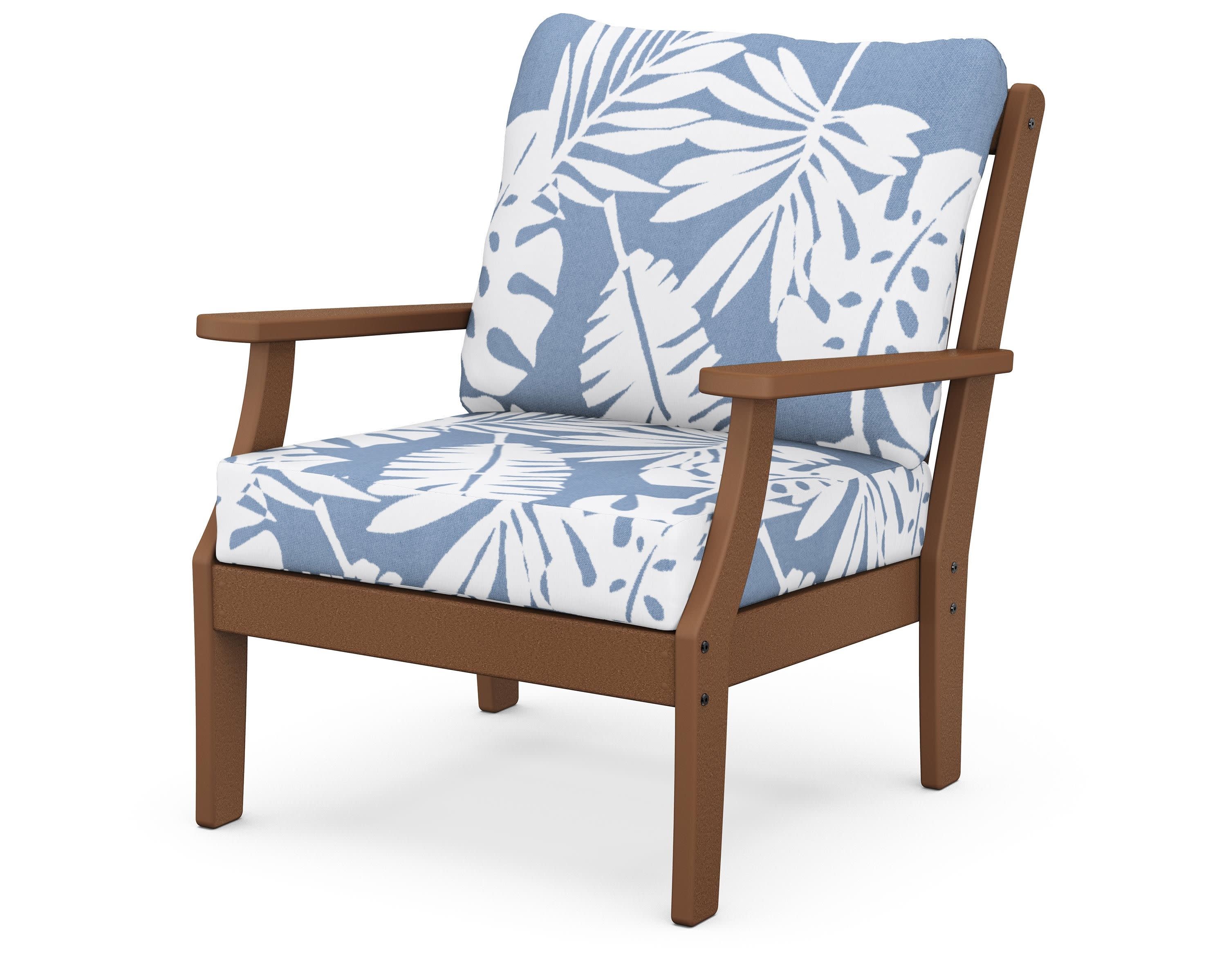 Braxton Deep Seating Chair in Teak / Leaf Sky Blue
