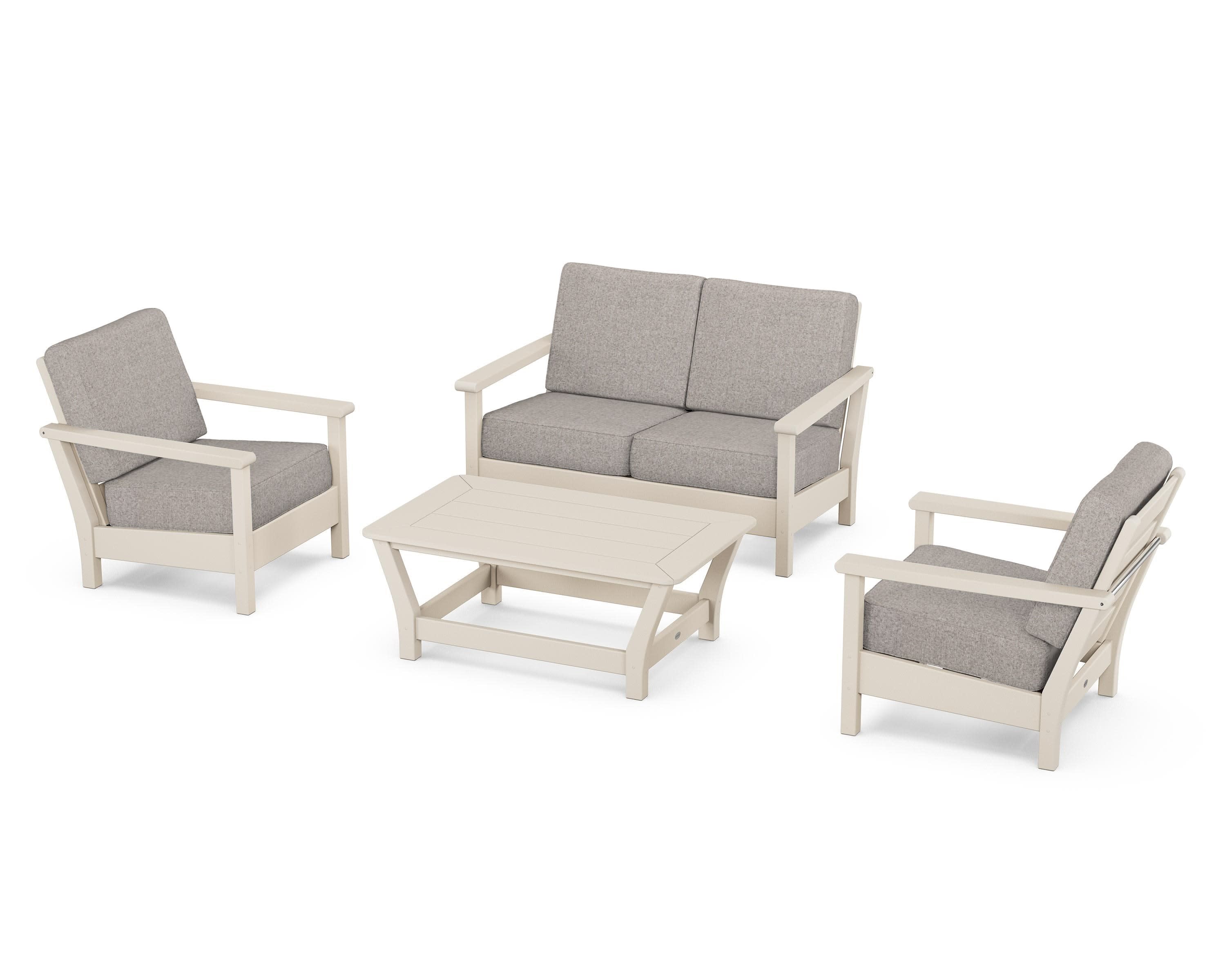 Harbour 4-Piece Deep Seating Set in Sand / Weathered Tweed